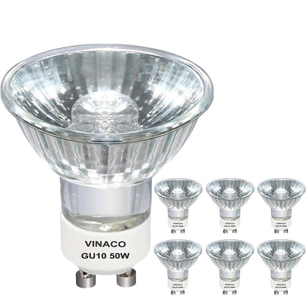 Vinaco GU10 Halogen 50W Bulbs 6pcs Gu10+c 120V 50W Halogen Light Bulbs GU10 Dimmable Warm White High - Product image 1