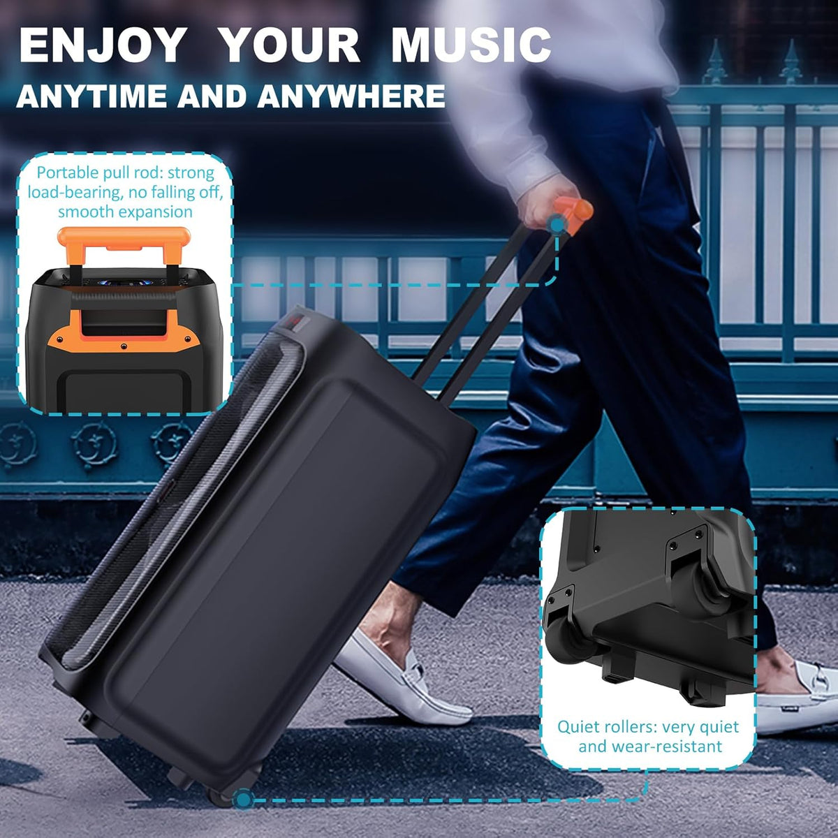 JYX Karaoke Machine for Adults, Portable Bluetooth Karaoke Speaker with 2 Wireless Microphones, Party Box Ideal for Family Gatherings/Outdoor Camping
