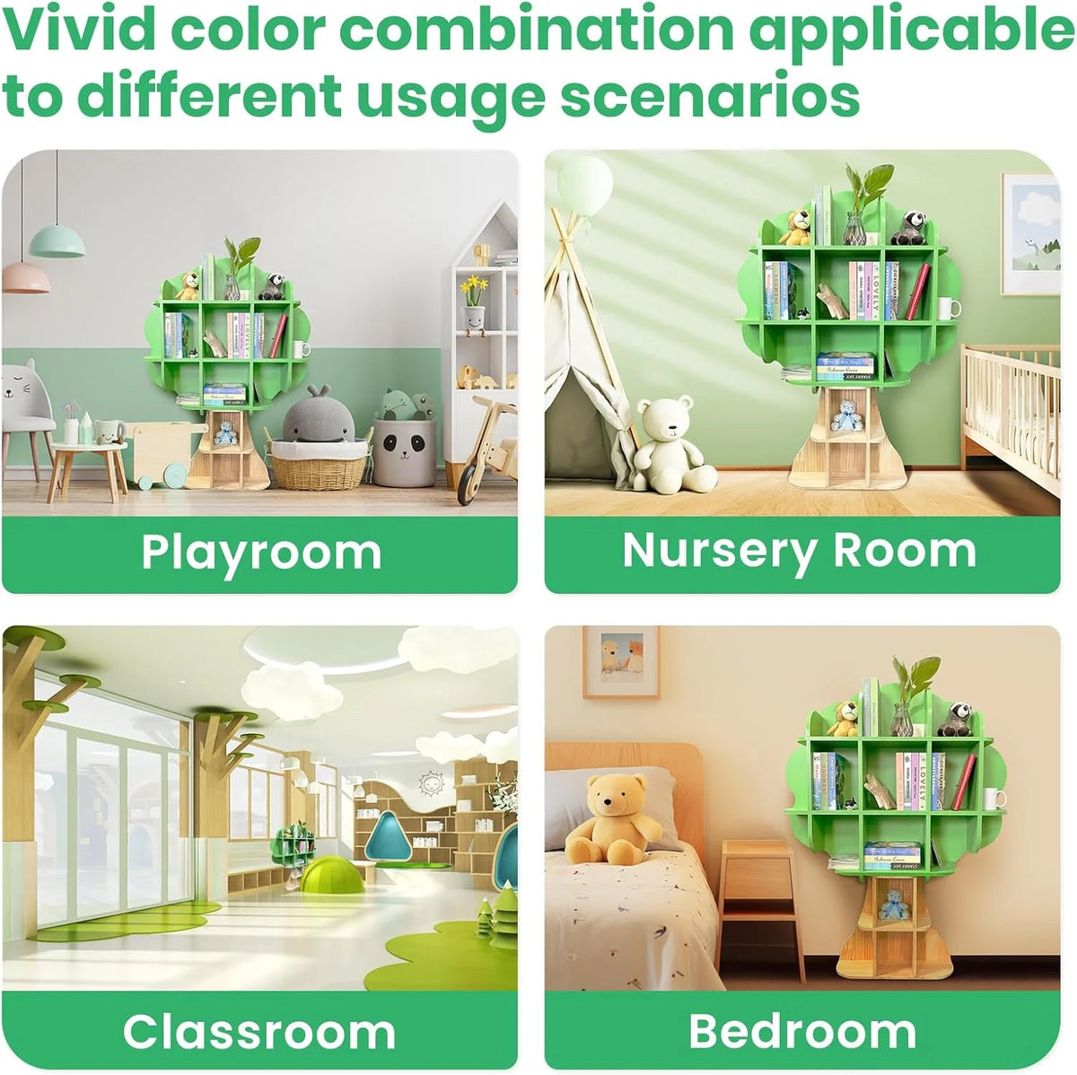 Kids Bookshelf - 5 Tier Kids Bookcase, Green Bookshelf for Children and Toddlers - Product image 5