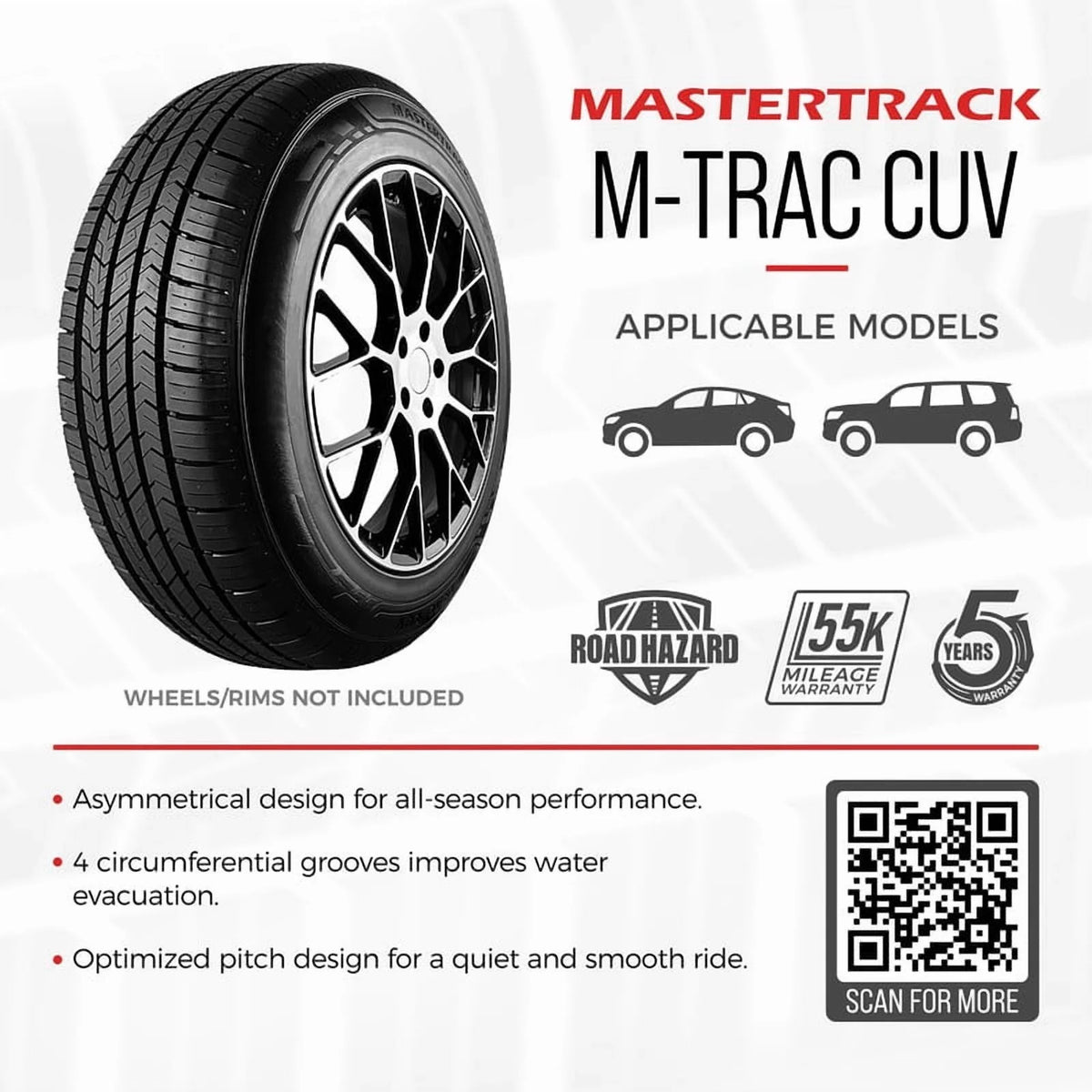 Mastertrack M - TRAC CUV All-Season 235/60R18 235/60 R18 103V Crossover CUV/SUV Tires (No Wheels) - Product image 3