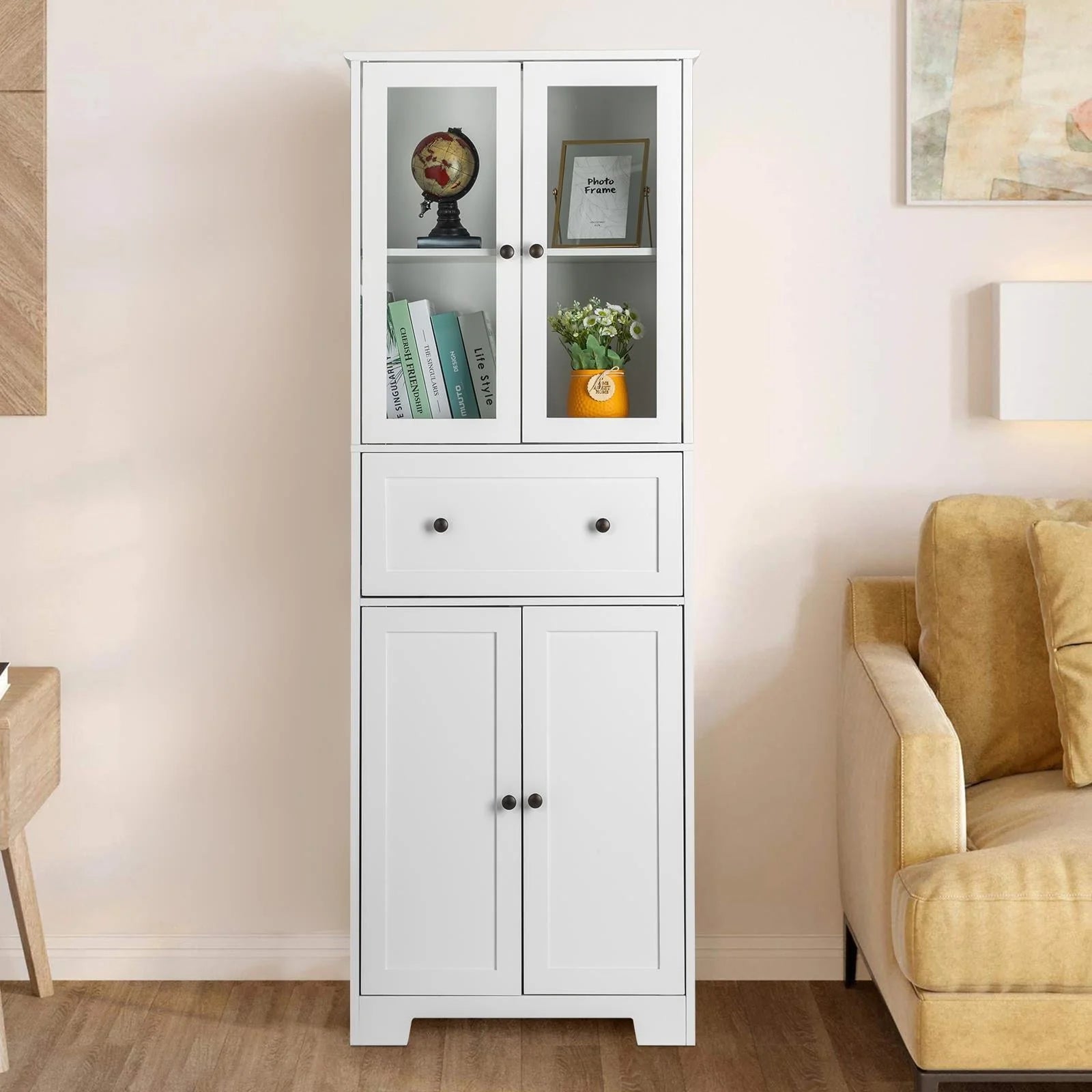 Ktaxon 64" Tall Bathroom Storage Cabinet Organizer, Freestanding Kitchen Pantry Cabinet Line Tower with 2 - Product image 10