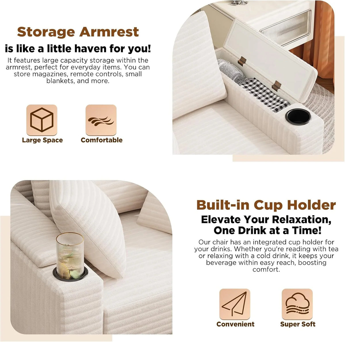 AECOJOY Chaise Lounge Chair Indoor, Oversized Sleeper Chair with Ottoman, Comfy Reading Sofa Armchair - Product image 14