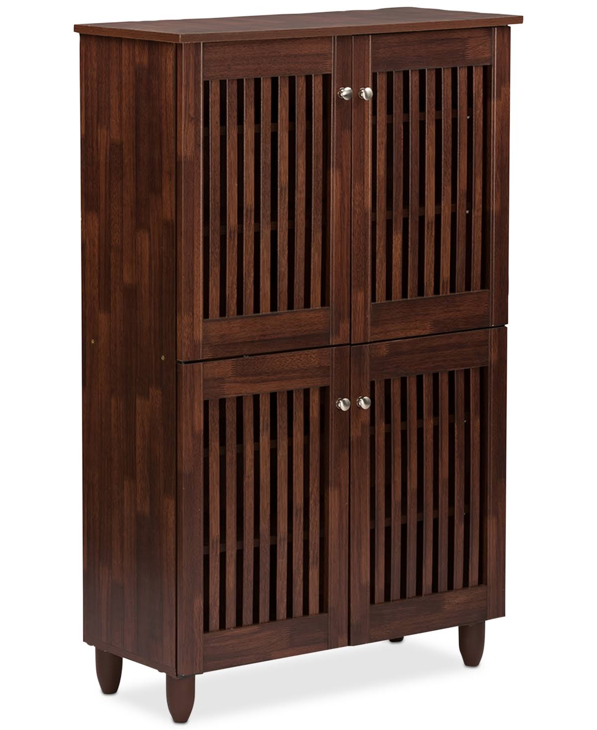 Baxton Studio Fernanda 4-Door Oak Brown Wooden Entryway Shoes Storage Tall Cabinet - Product image 1