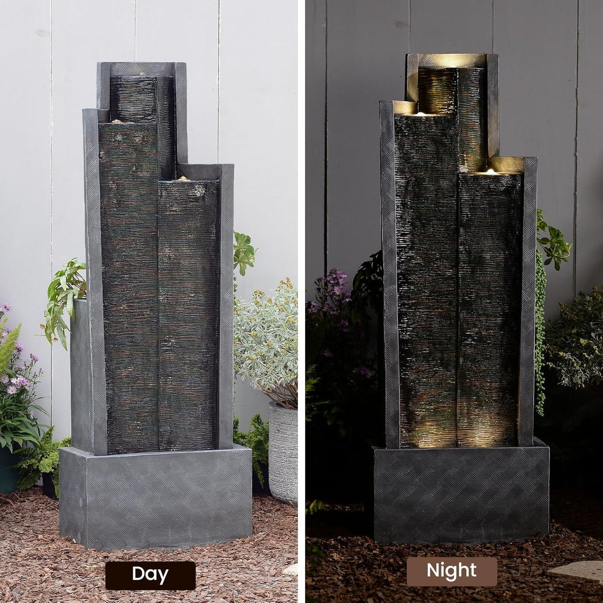 Outdoor Modern Waterfall Fountain Water Fall Fountains with LED Lights for Garden, Patio, Backyard, Deck - Product image 6