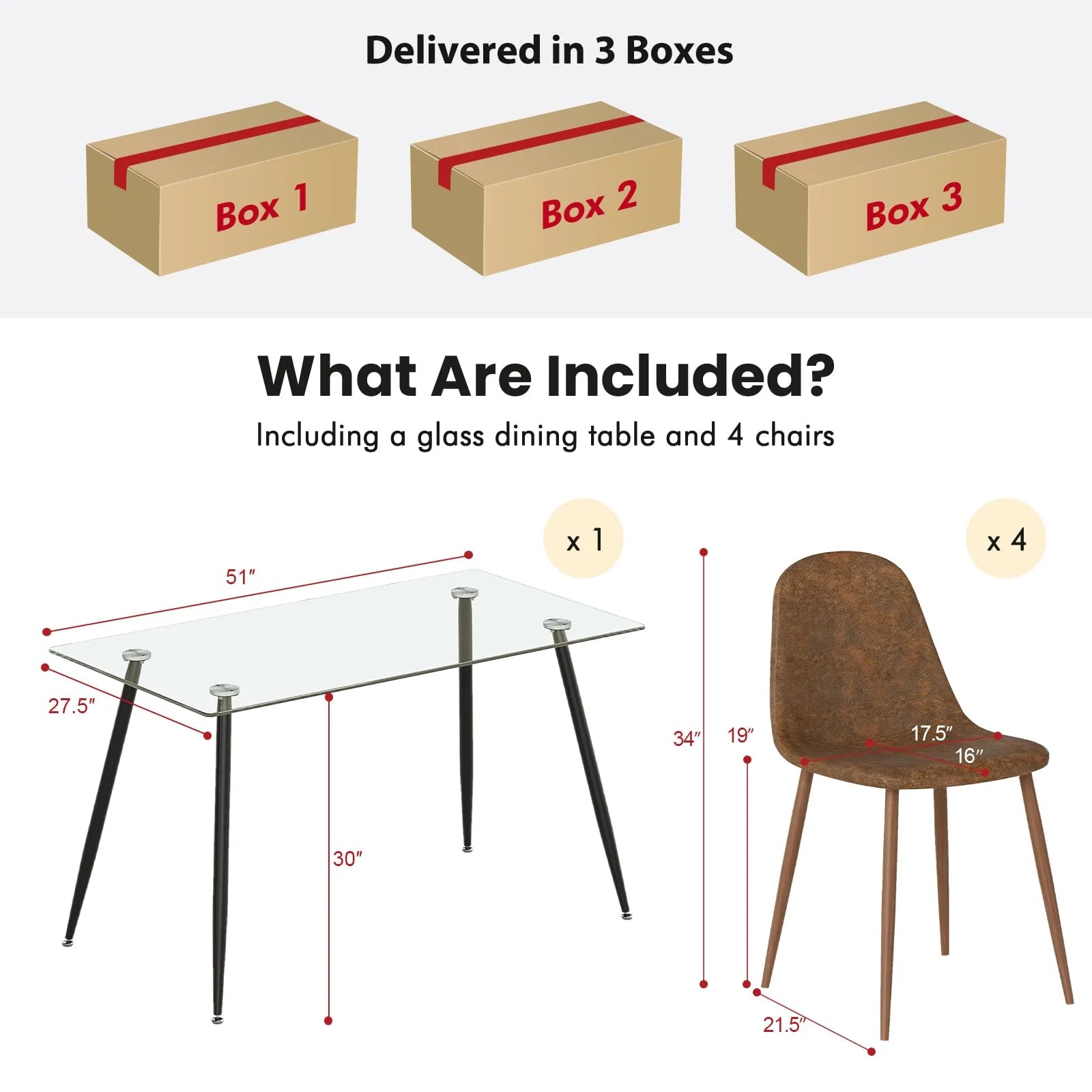 Tangkula Modern Kitchen Table and Chairs for 4 - Product image 2