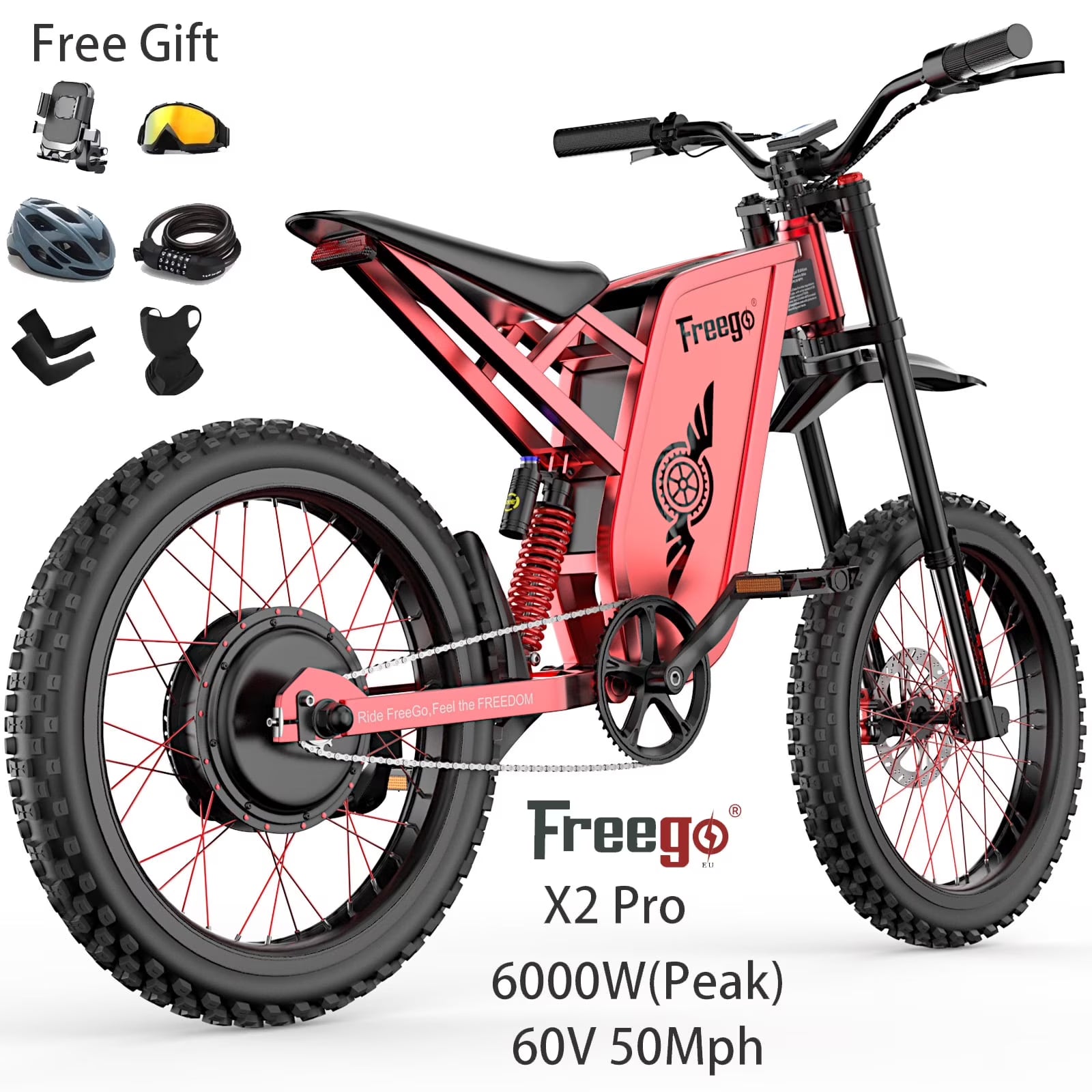 6000W(Peak) Motor 60V/30ah Battery Freego X2pro Electric Motorcycle for Adults, Electric Bike - Product image 3