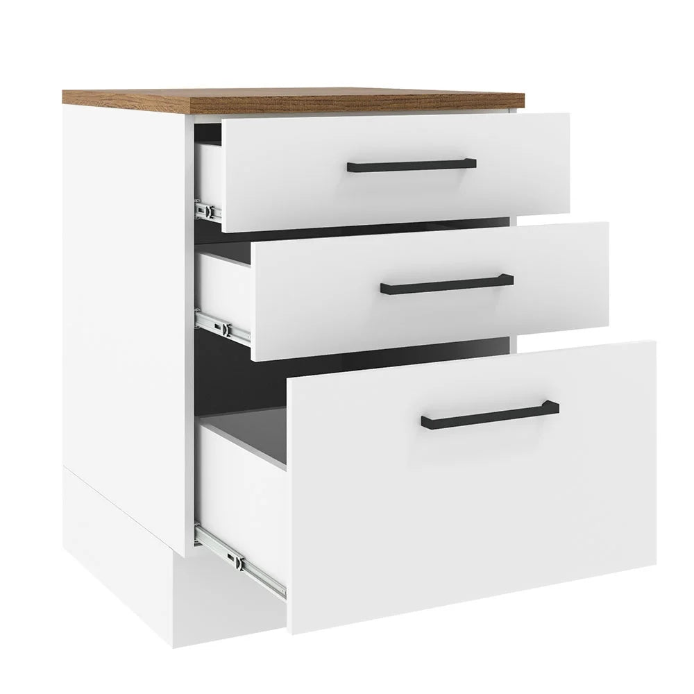 Madesa Hazel Kitchen Storage Base Cabinet with 3 Drawers 23 in Wide Engineered Wood Painted Finish Floor - Product image 3