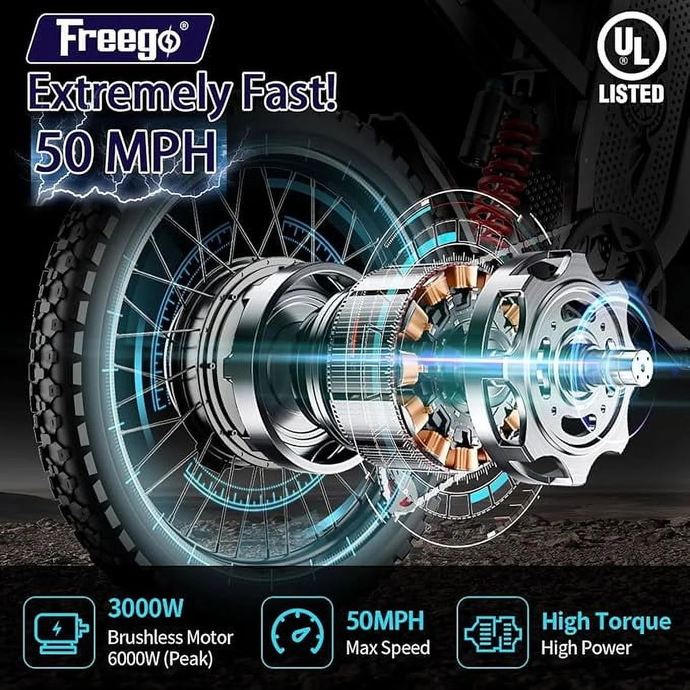 6000W(Peak) Motor 60V/30ah Battery Freego X2pro Electric Motorcycle for Adults, Electric Bike - Product image 6
