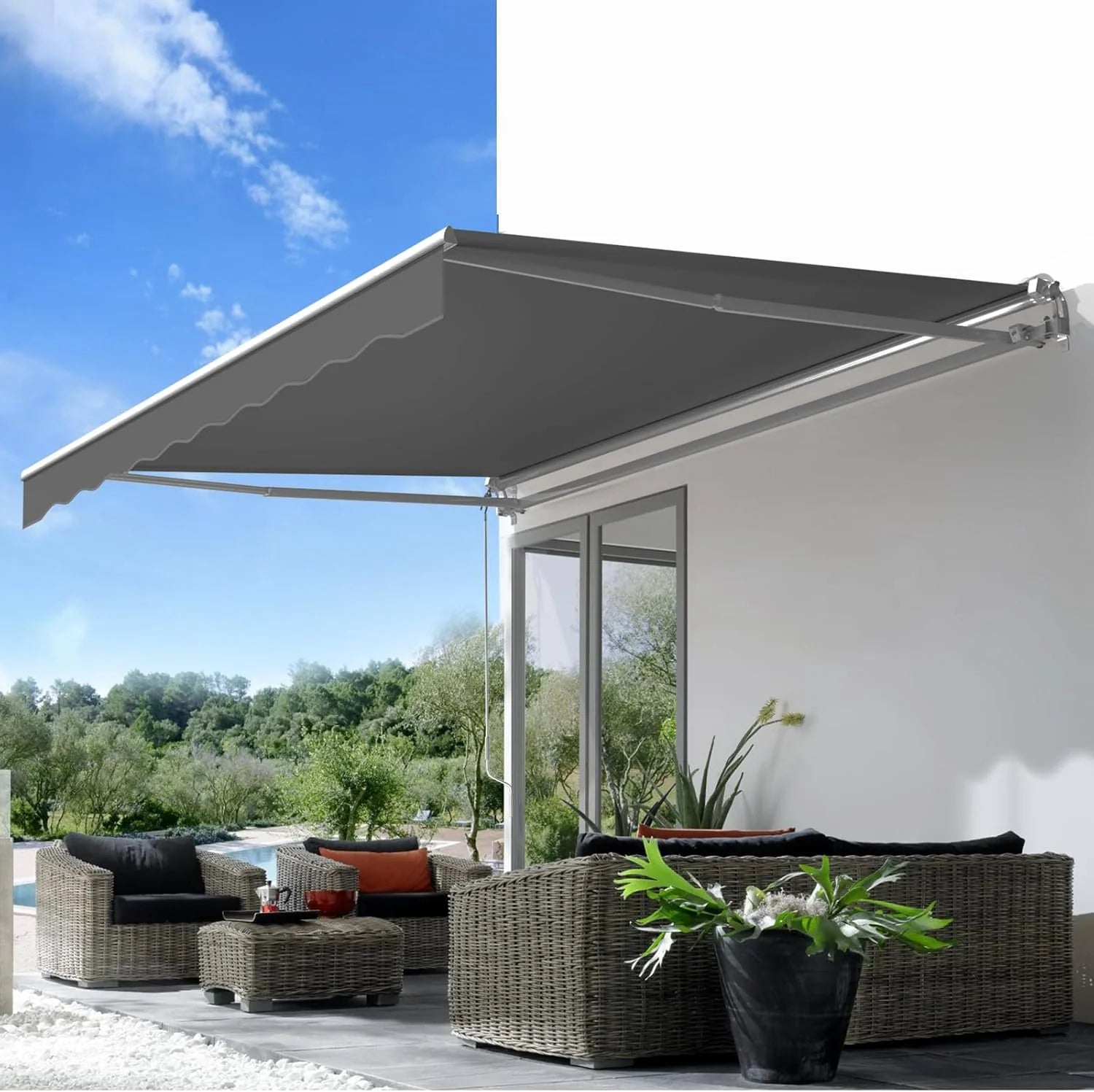 AECOJOY 20'x10' Manual Retractable Awning Sun Shade, Patio Awning Canopy - Product image 12
