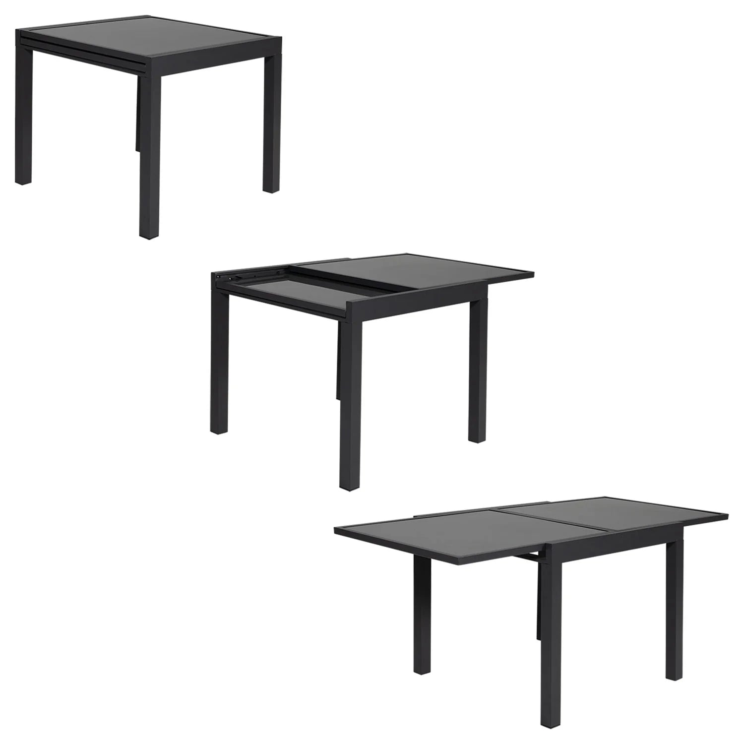 LAMPEDUSA extendable garden furniture in gray textilene 8 places - anthracite aluminum -