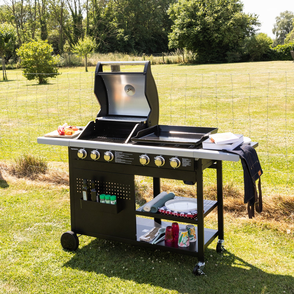 VESUVIO duo gas barbecue - 3 burners + 3 burner plancha -