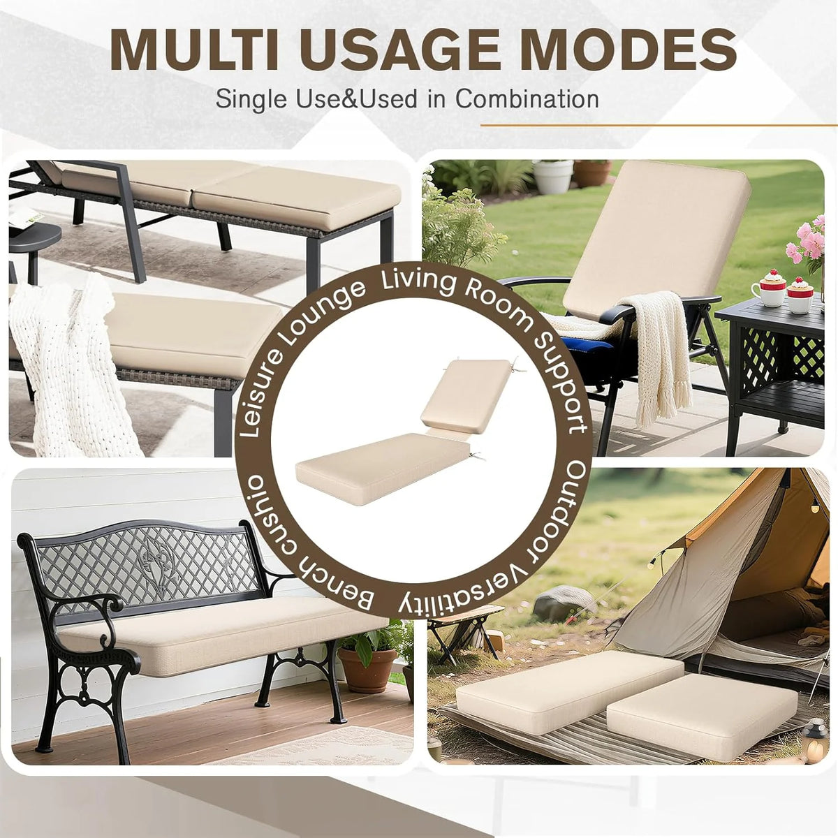 AECOJOY Chaise Lounge Cushions Outdoor Set of 2, 72x21x3 Inch Lounge Chair Cushion - Product image 14