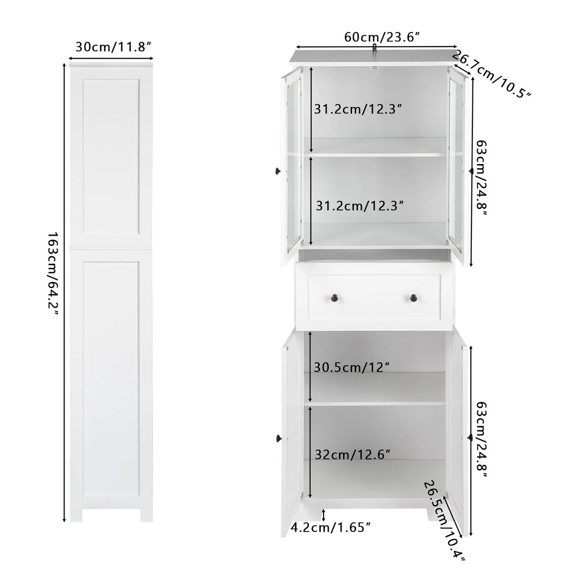Ktaxon 64" Tall Bathroom Storage Cabinet Organizer, Freestanding Kitchen Pantry Cabinet Line Tower with 2 - Product image 8