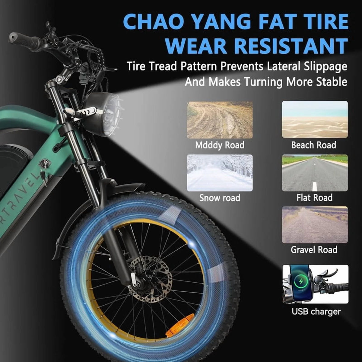 3000W(Peak) Motor 35MPH SMARTRAVEL ST202 Electric Dirt Bike for Adults, 52V50AH Dual Battery Ebike - Product image 18
