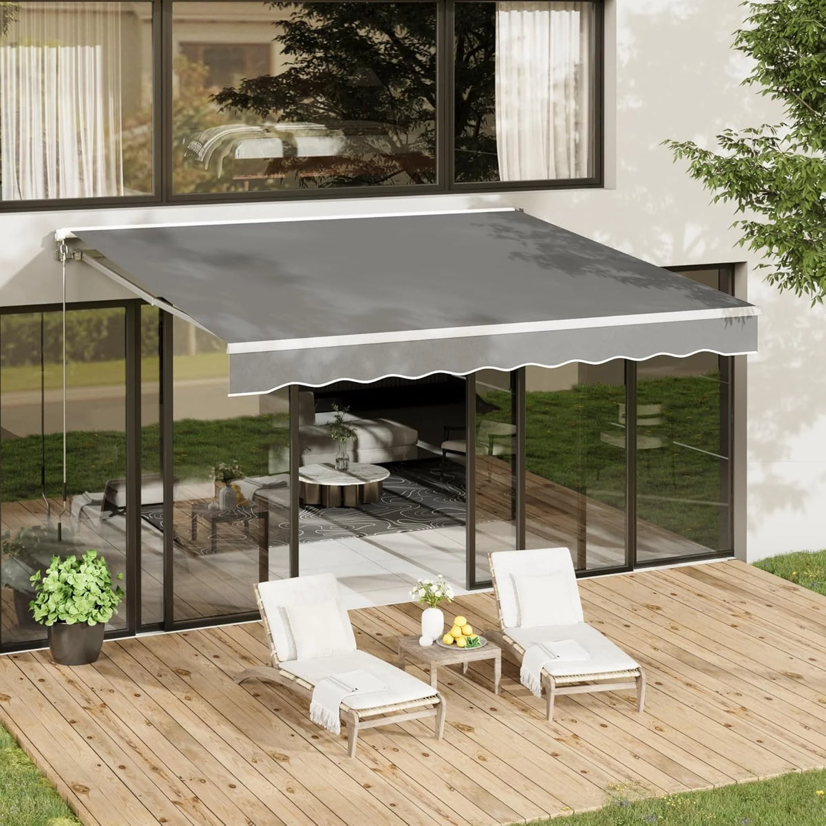 AECOJOY 20'x10' Manual Retractable Awning Sun Shade, Patio Awning Canopy - Product image 11