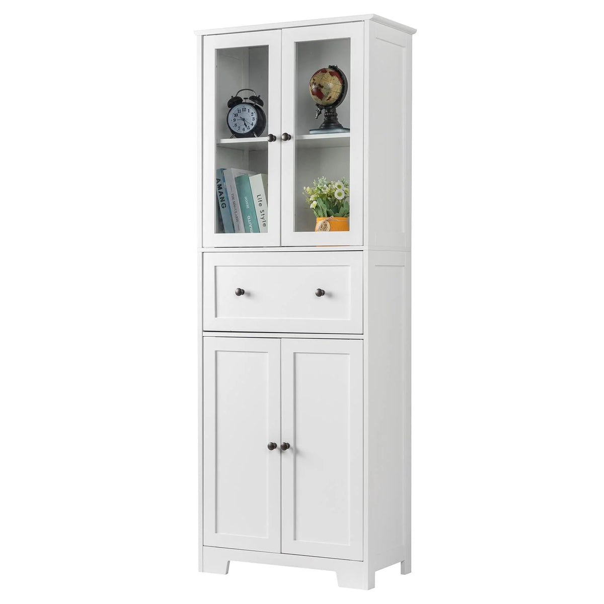 Ktaxon 64" Tall Bathroom Storage Cabinet Organizer, Freestanding Kitchen Pantry Cabinet Line Tower with 2 - Product image 2