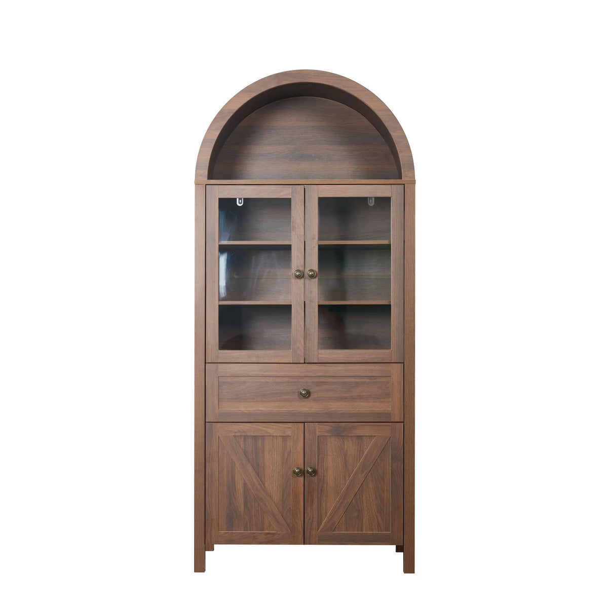 Lisonu 72" Arched Bookcase with Doors, Tall Dome Display Cabinet with Storage for Living Room or Home - Product image 17