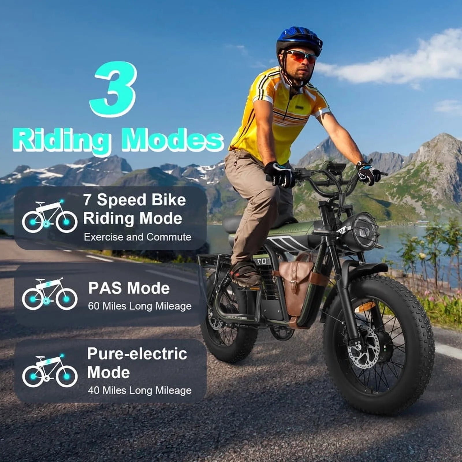 3000W(Peak) Motor 35MPH SMARTRAVEL ST202 Electric Dirt Bike for Adults, 52V50AH Dual Battery Ebike - Product image 12