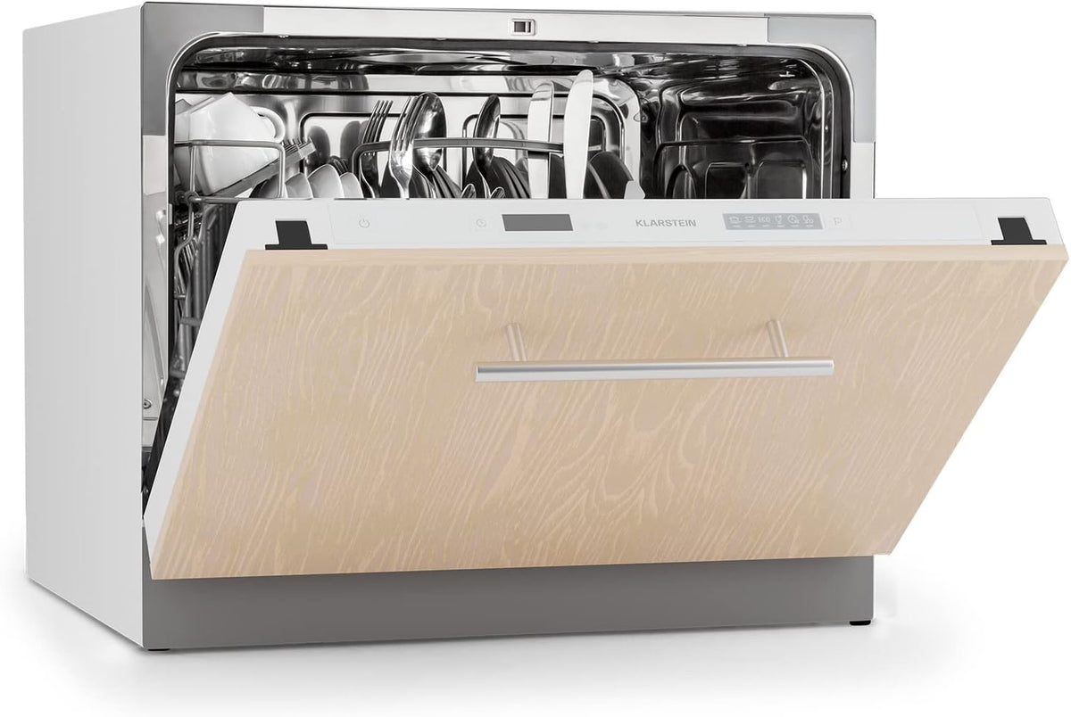 Mini Table Dishwasher with 8 Place Settings, Quiet, 6 Wash Programs, Portable, Easy to Install for Home and Office -