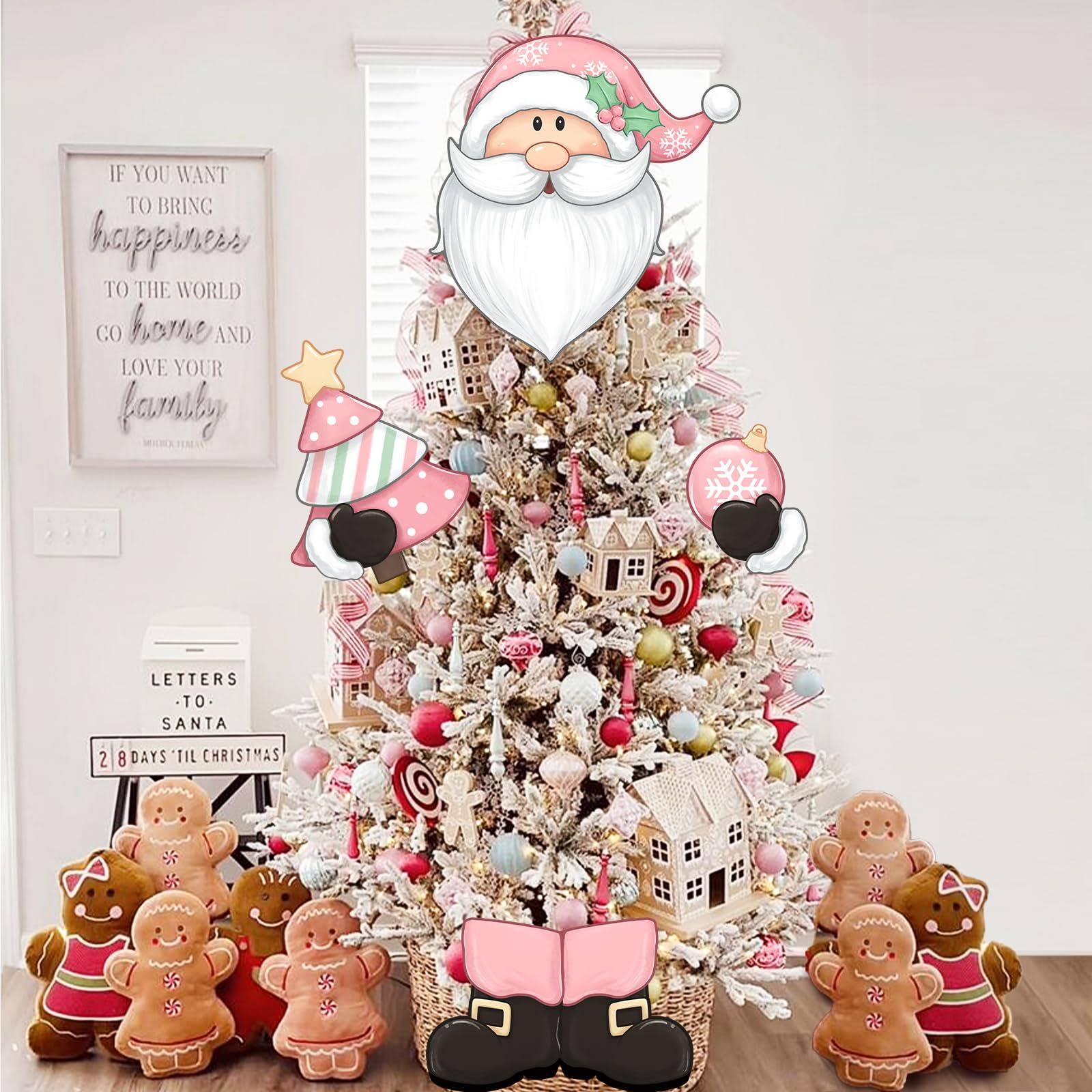 Auirre Santa Claus Christmas Tree Topper Head Arms and Legs, Xmas Pink Decorative Tree Ornaments Decor - Product image 1