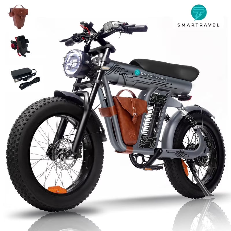 3000W(Peak) Motor 35MPH SMARTRAVEL ST202 Electric Dirt Bike for Adults, 52V50AH Dual Battery Ebike - Product image 7