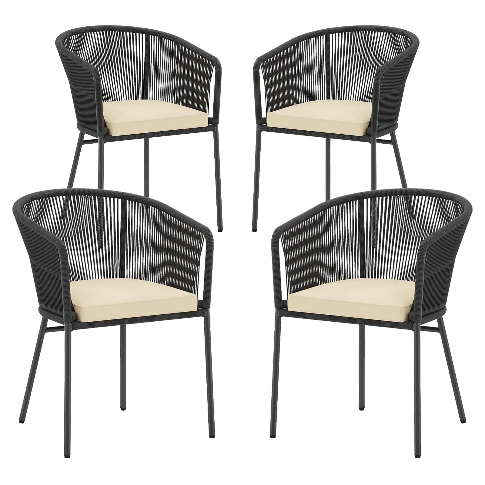 Tangkula Patio Chairs Set of 4 Upholstered Accent Chairs w/Curved Backrest - Product image 1
