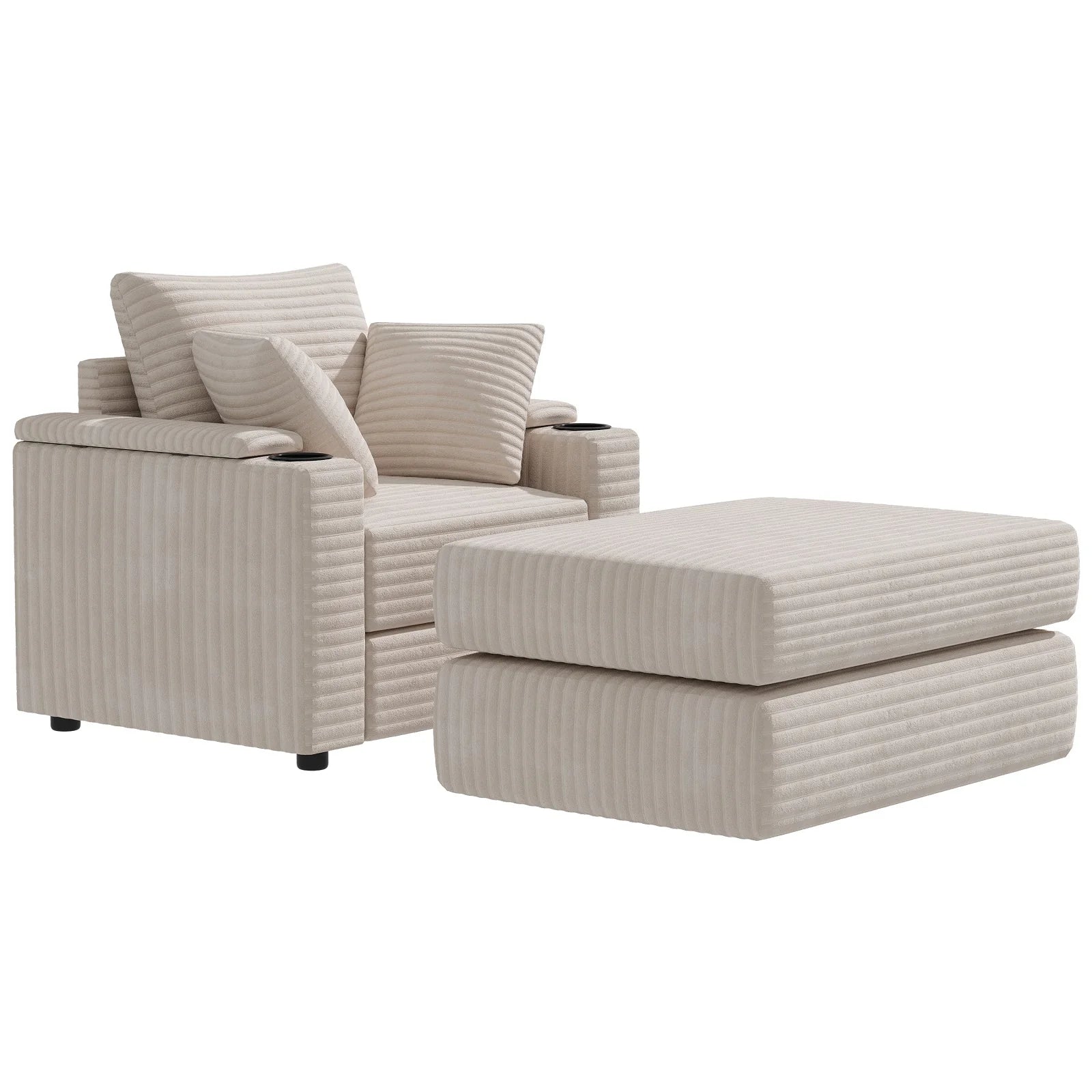 AECOJOY Chaise Lounge Chair Indoor, Oversized Sleeper Chair with Ottoman, Comfy Reading Sofa Armchair - Product image 10
