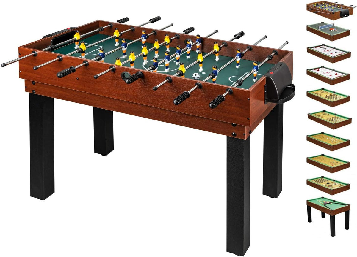 shelfmade Multifunction Games Table, Children's Table Football, Mini Wooden Table Football, Convertible Billiards, Mini Ping Pong Table - Adult Multigames Table - 10 Games in 1