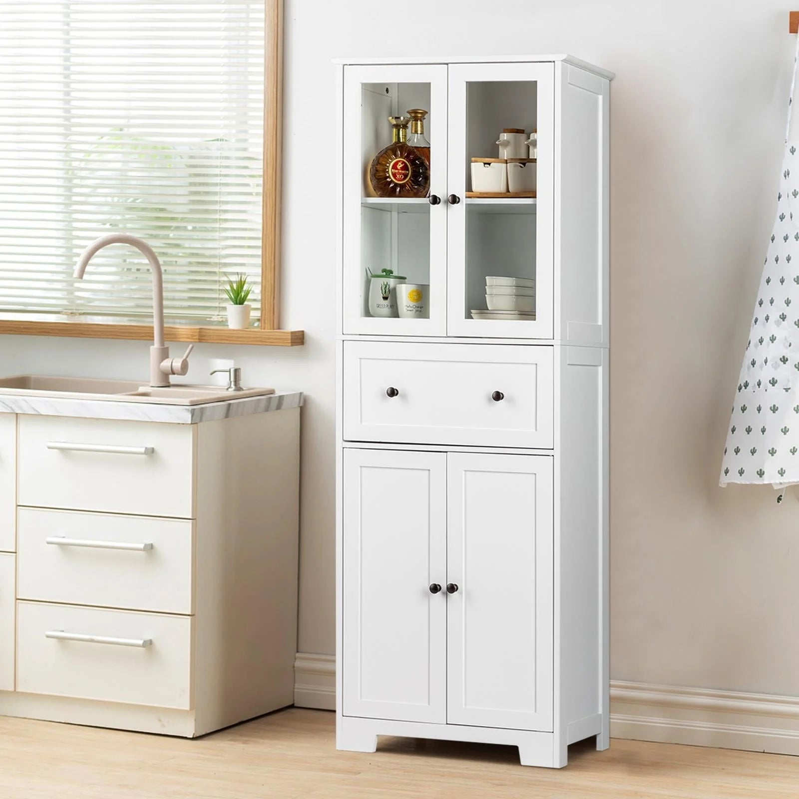 Ktaxon 64" Tall Bathroom Storage Cabinet Organizer, Freestanding Kitchen Pantry Cabinet Line Tower with 2 - Product image 13