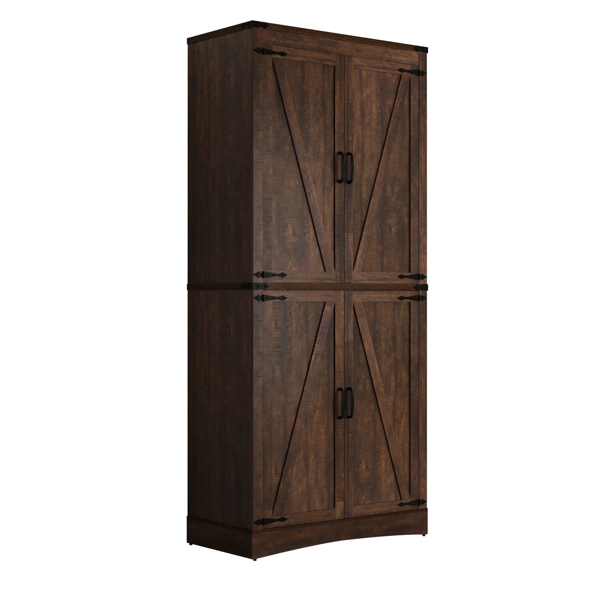 71" Tall Farmhouse Kitchen Pantry Cabinet, 5 Layers Storage Cabinet with Adjustable Shelves, Farmhouse Pantry Cabinet with 4 Barn Doors for Kitchen, Dining Room, Bathroom, Living Room, Rustic White