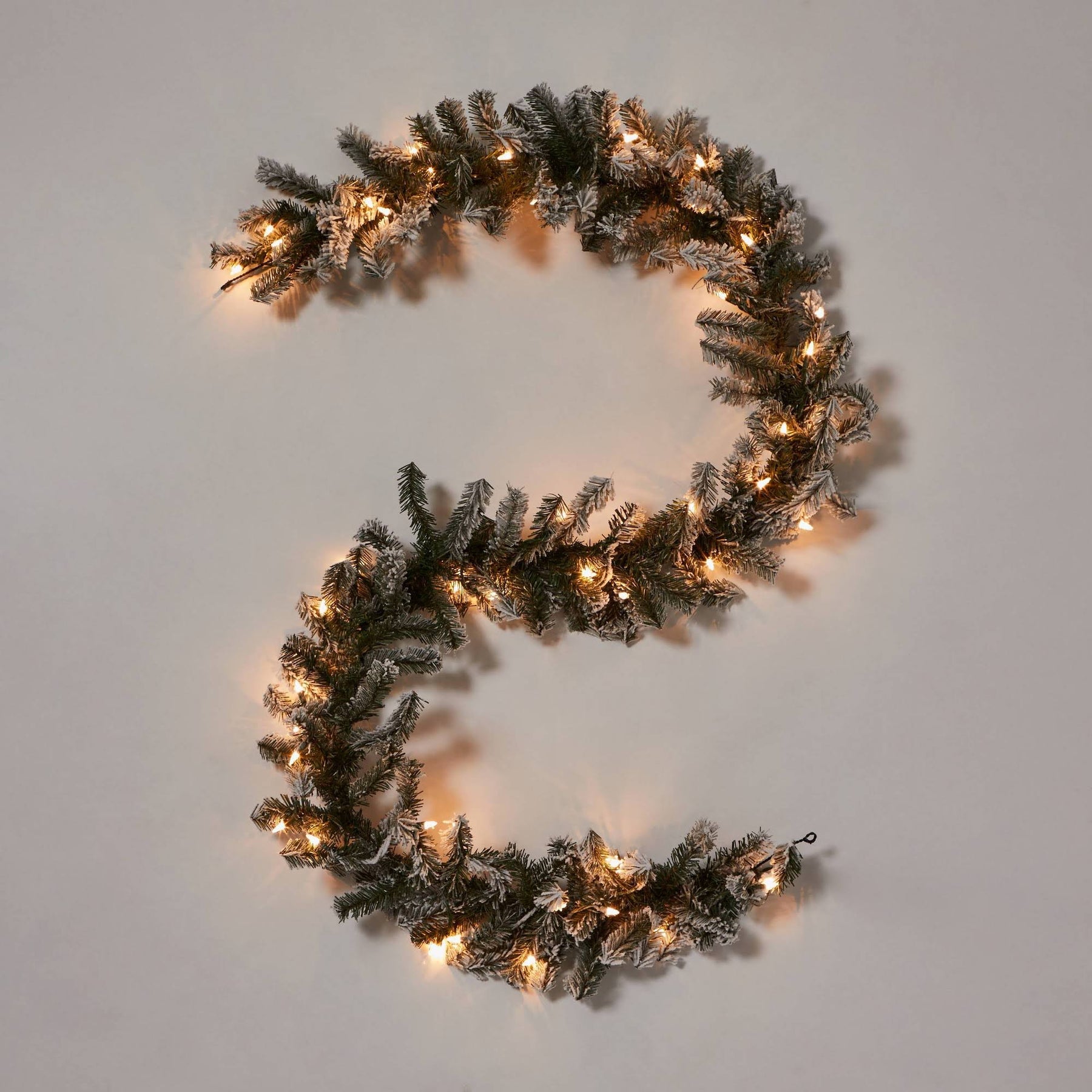 Wondershop Pre Lit Flocked Artificial Pine Christmas 9' Green Garland with Clear Lights - Target - Product image 1