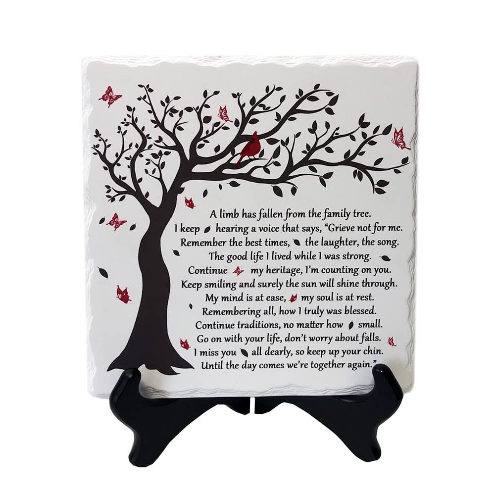 A Limb Has Fallen from The Family Tree Sympathy Plaque with Wooden Stand in Loving Memory of Loved Wall - Product image 1