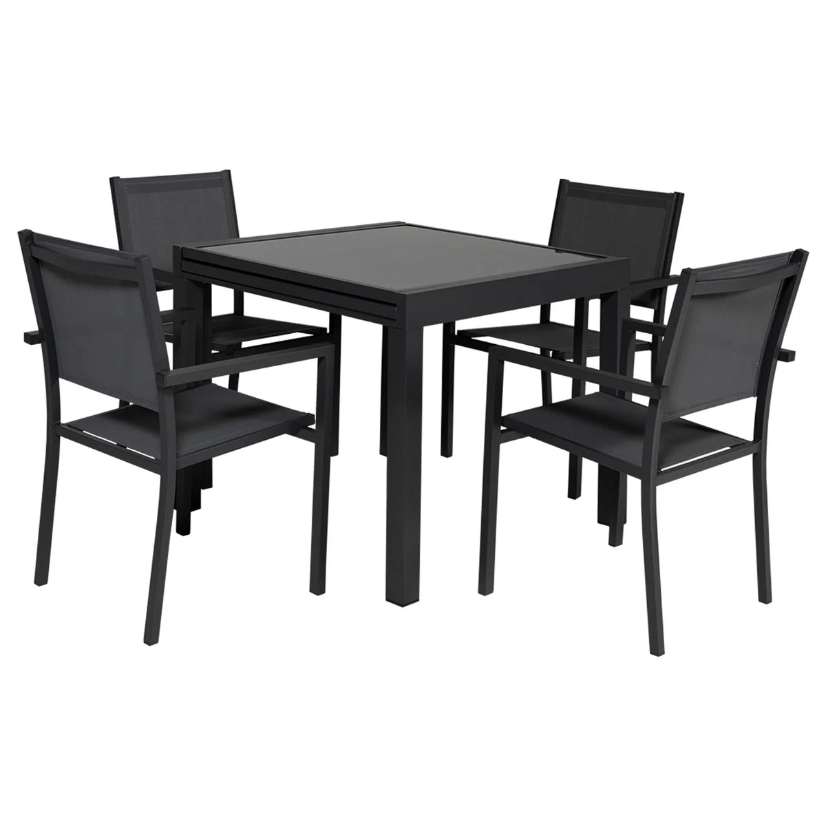 LAMPEDUSA extendable garden furniture in gray textilene 8 places - anthracite aluminum -