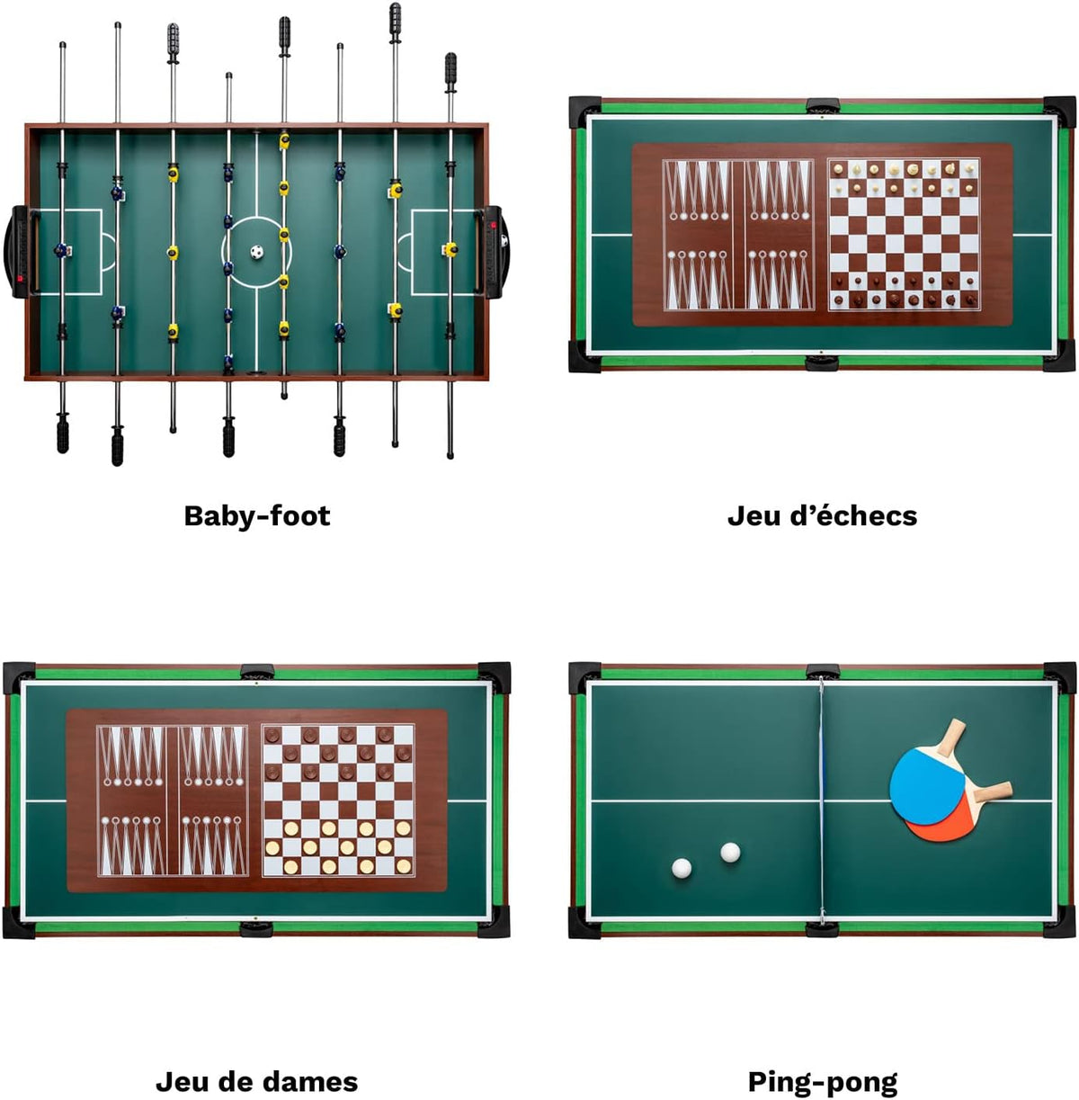 shelfmade Multifunction Games Table, Children's Table Football, Mini Wooden Table Football, Convertible Billiards, Mini Ping Pong Table - Adult Multigames Table - 10 Games in 1