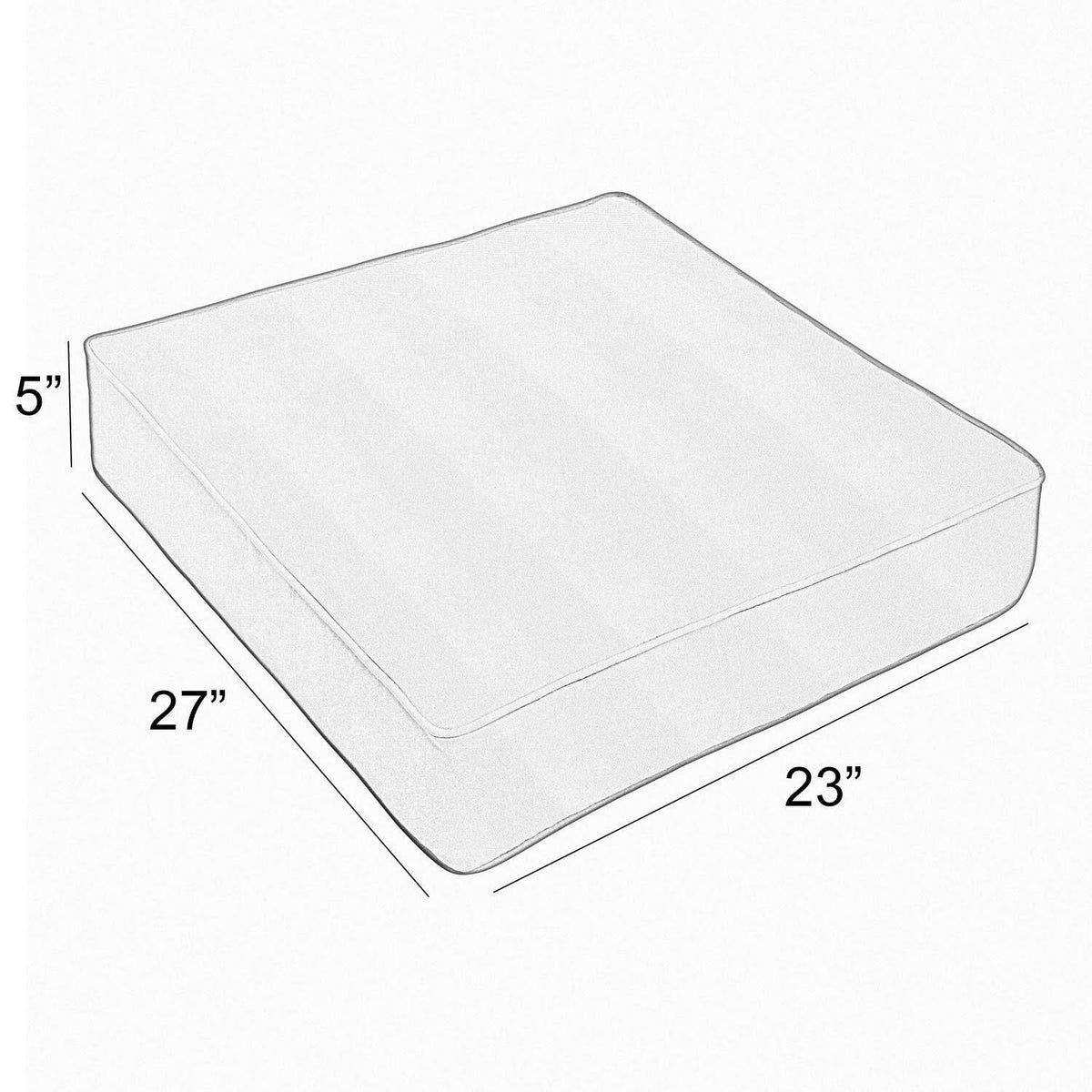 Humble and Haute Sunbrella Canvas Granite Corded Outdoor Deep Seating Chair Cushion 23 in W x 27 in D Gray - Product image 1