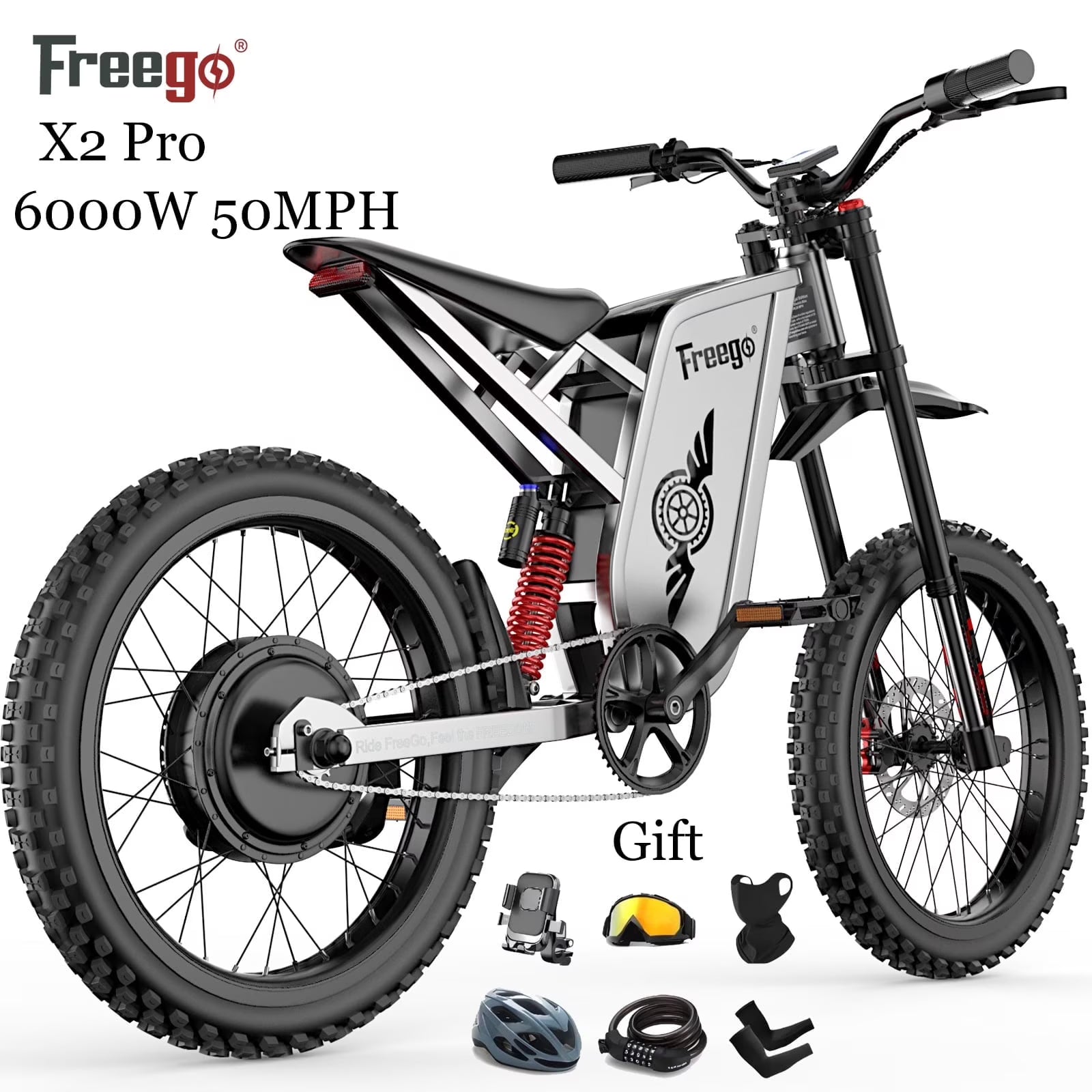 6000W(Peak) Motor 60V/30ah Battery Freego X2pro Electric Motorcycle for Adults, Electric Bike - Product image 1
