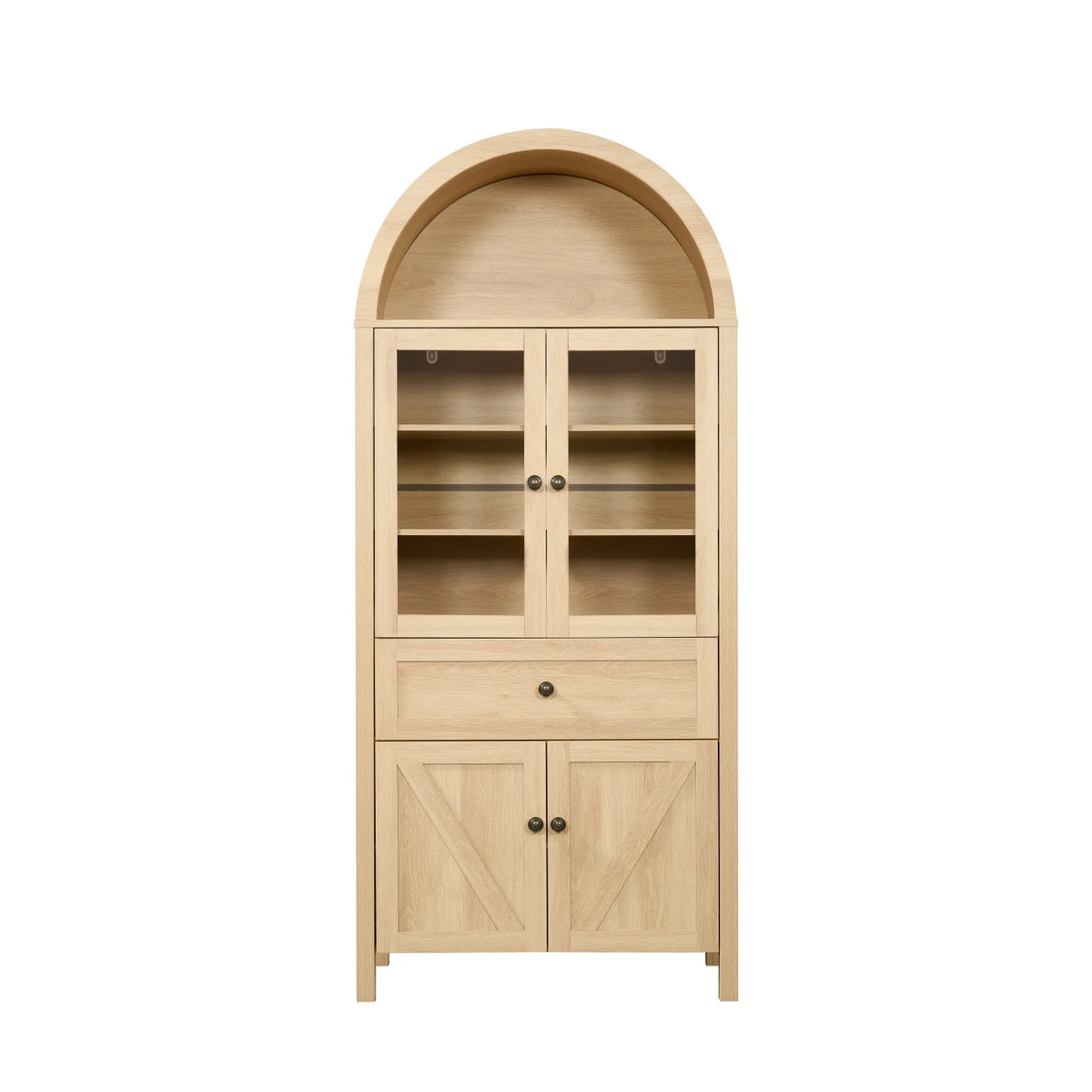 Lisonu 72" Arched Bookcase with Doors, Tall Dome Display Cabinet with Storage for Living Room or Home - Product image 6