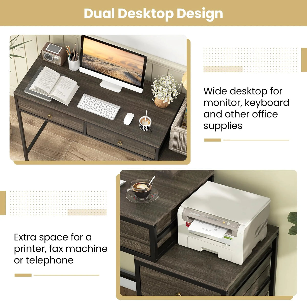 Tangkula 51" Home Office Desk with Printer Stand - Product image 7