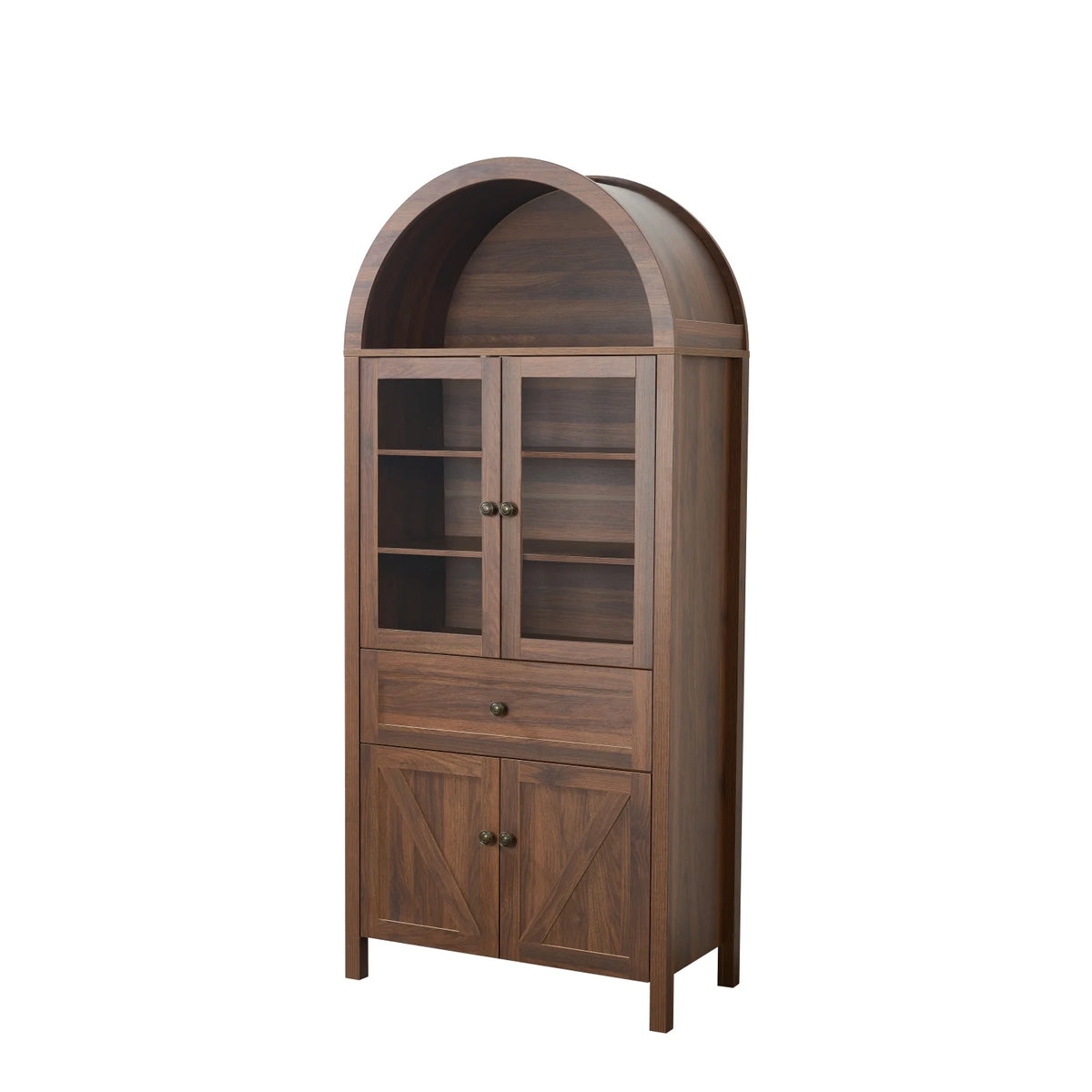 Lisonu 72" Arched Bookcase with Doors, Tall Dome Display Cabinet with Storage for Living Room or Home - Product image 18