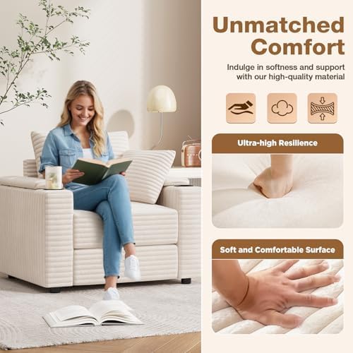 AECOJOY Chaise Lounge Chair Indoor, Oversized Sleeper Chair with Ottoman, Comfy Reading Sofa Armchair - Product image 16