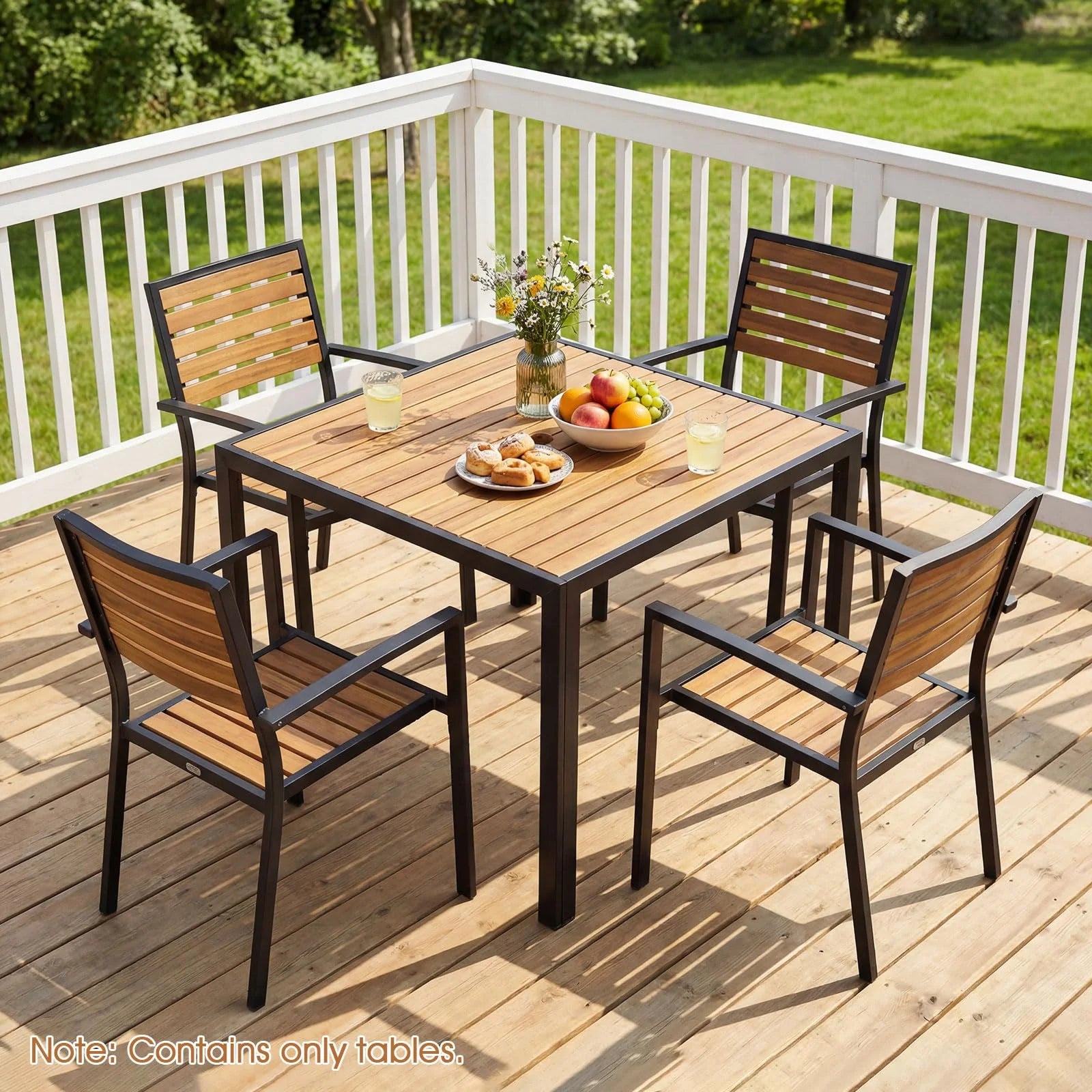 Tangkula 36" Square Acacia Wood Patio Dining Table 1.97" Umbrella Hole and Heavy Duty Metal Frame - Product image 9