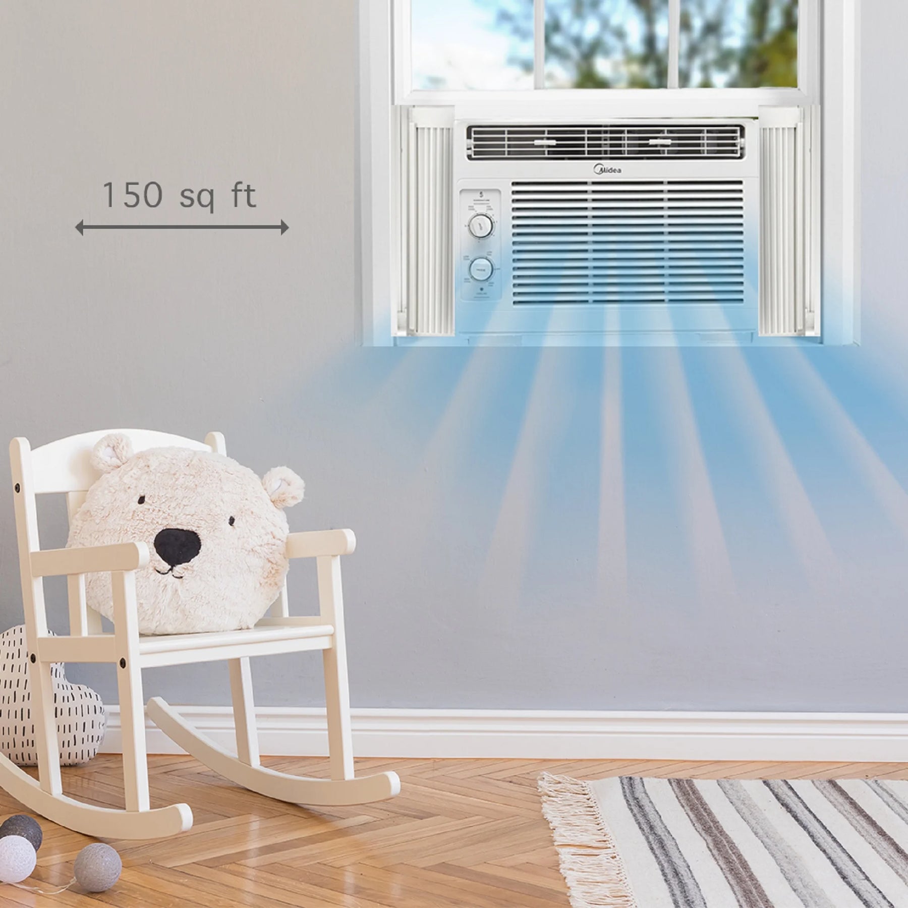 Midea 5, 000 BTU 150 Sq Ft Mechanical Window Air Conditioner, White, MAW05M1WWT, New