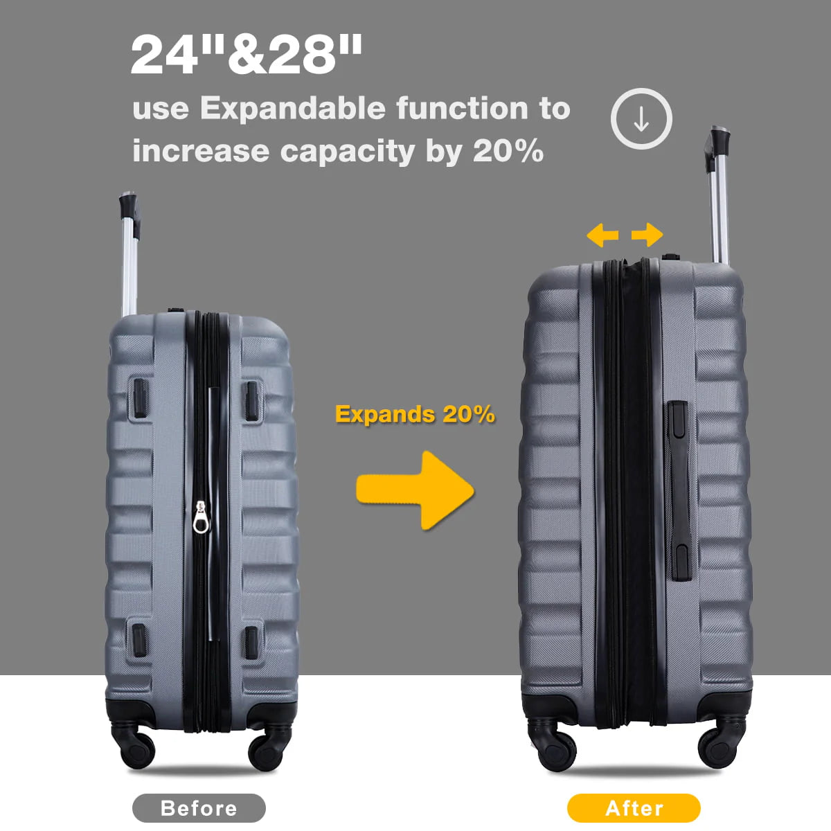Travelhouse 3 Piece Luggage Set Expandable Hardshell Lightweight Suitcase with TSA Lock Spinner Wheels - Product image 2