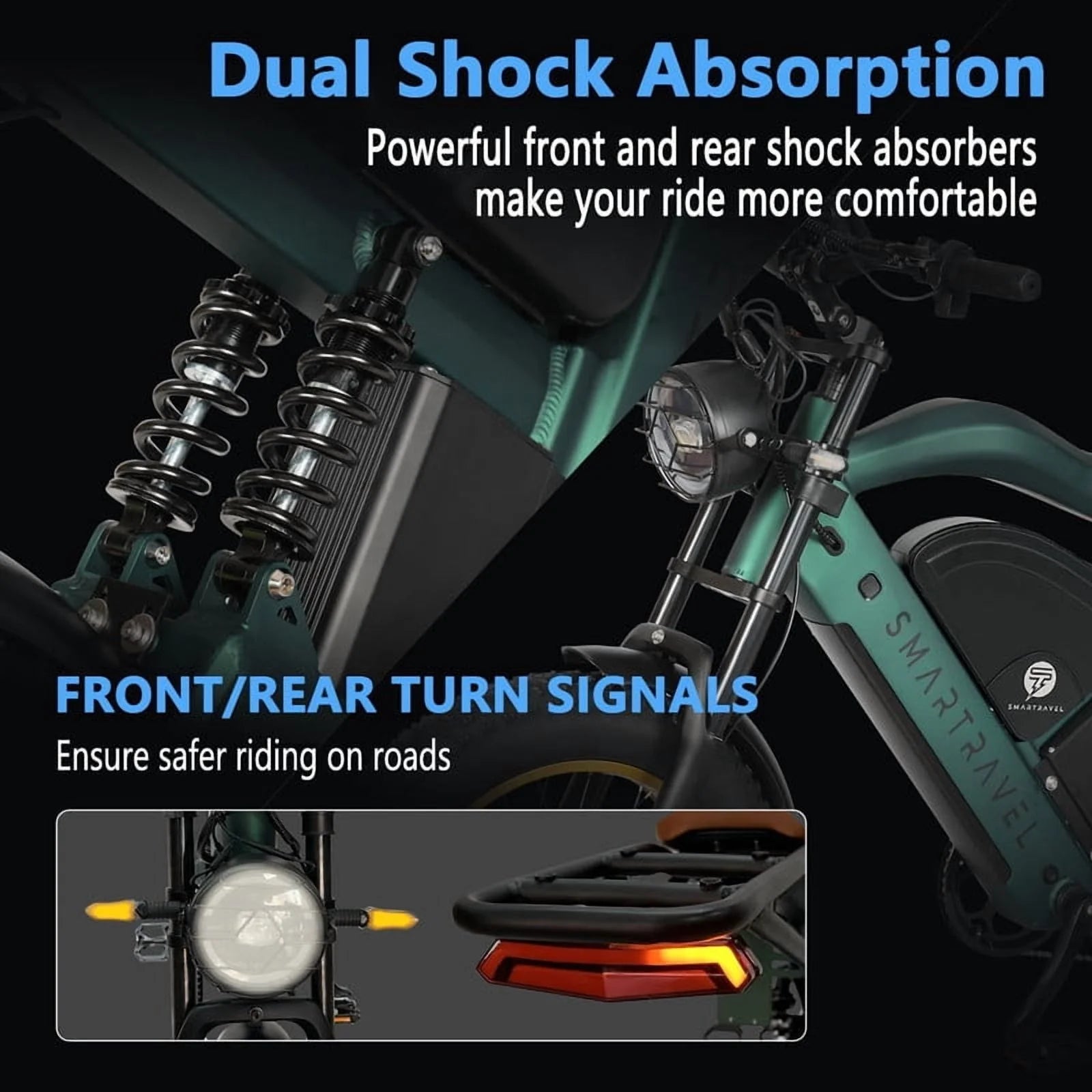 3000W(Peak) Motor 35MPH SMARTRAVEL ST202 Electric Dirt Bike for Adults, 52V50AH Dual Battery Ebike - Product image 17