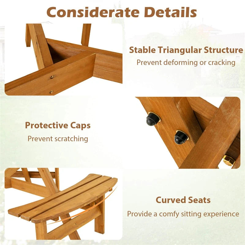 6-Person Round Wood Picnic Table Set with 3 Built-in Benches & 2" Umbrella Hole, Holds 1850 LBS - Product image 18