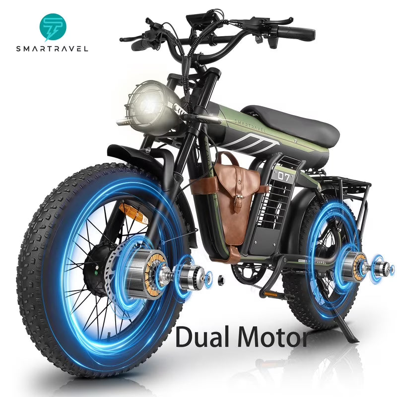 3000W(Peak) Motor 35MPH SMARTRAVEL ST202 Electric Dirt Bike for Adults, 52V50AH Dual Battery Ebike - Product image 3