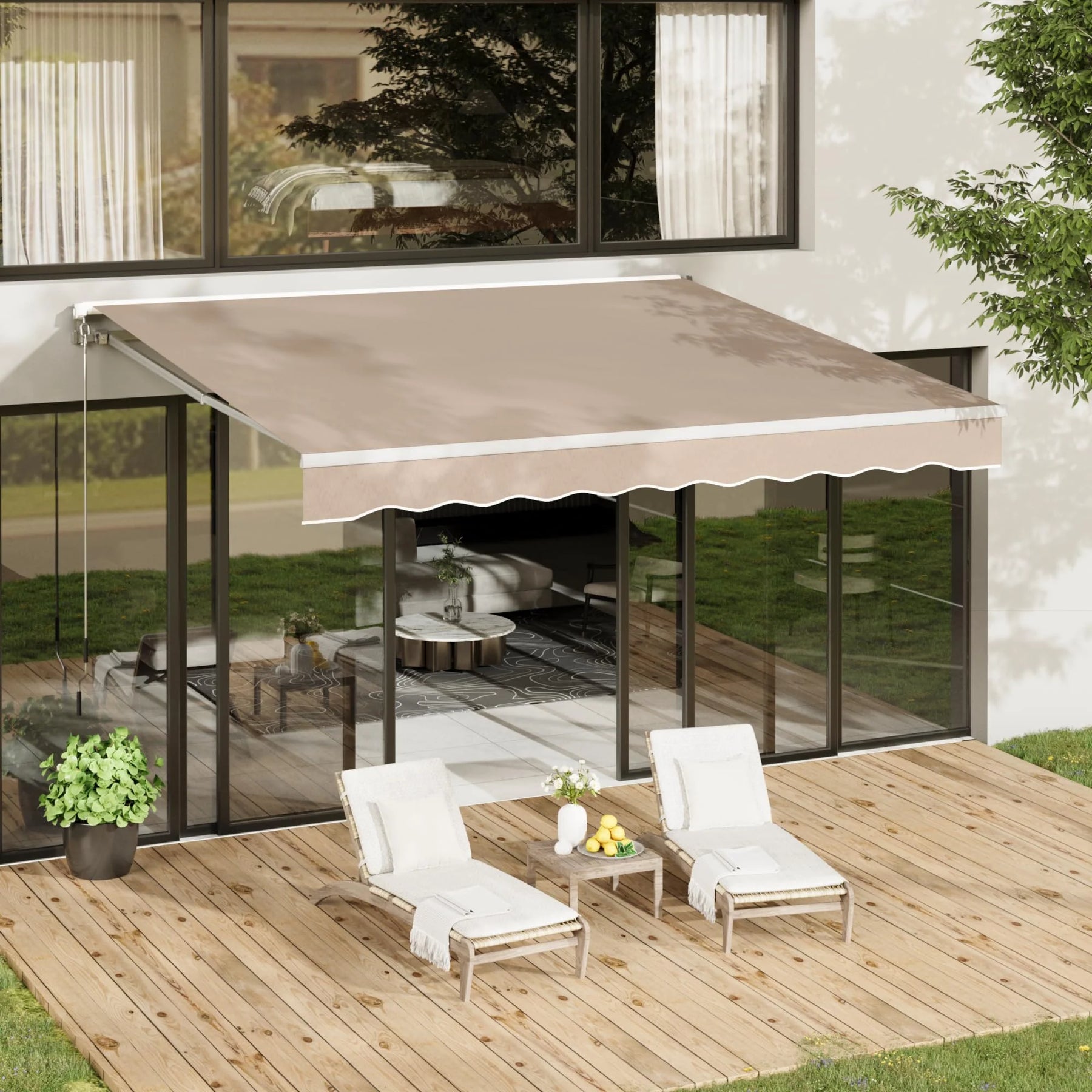AECOJOY 20'x10' Manual Retractable Awning Sun Shade, Patio Awning Canopy - Product image 2