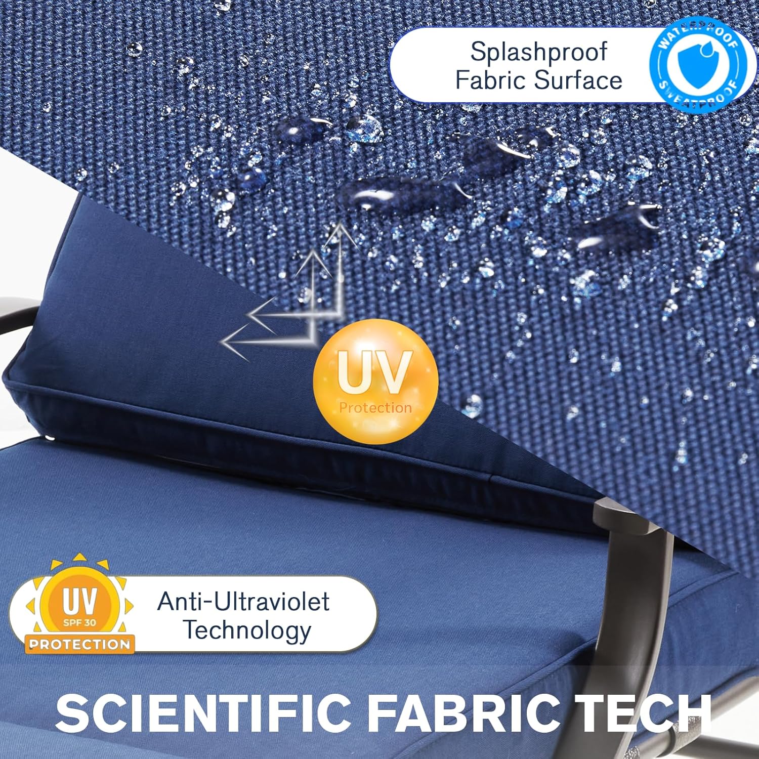 AECOJOY Chaise Lounge Cushions Outdoor Set of 2, 72x21x3 Inch Lounge Chair Cushion - Product image 5