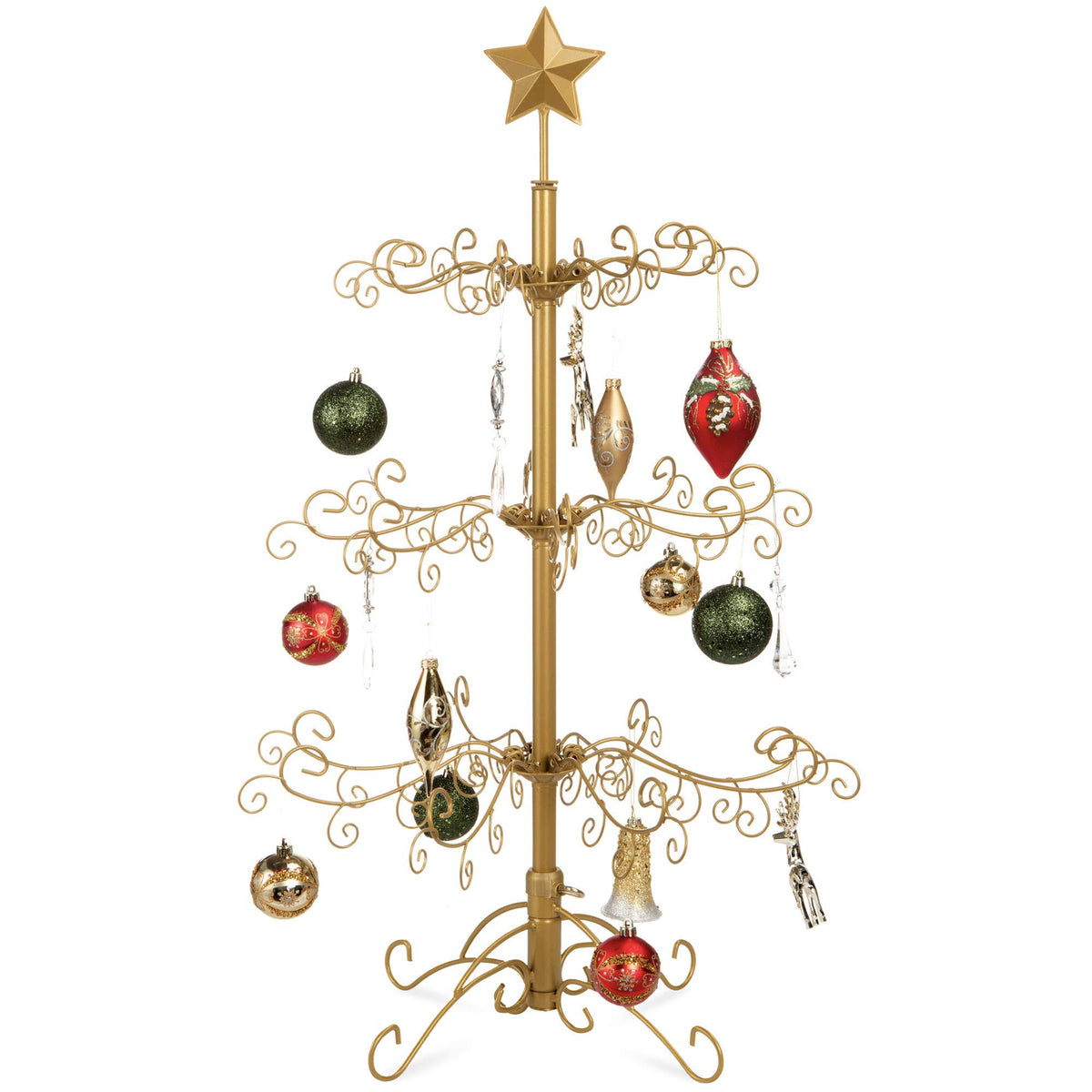 Best Choice Products 3ft Wrought Iron Ornament Display Christmas Tree w/ Easy Assembly Stand - Gold - Product image 1