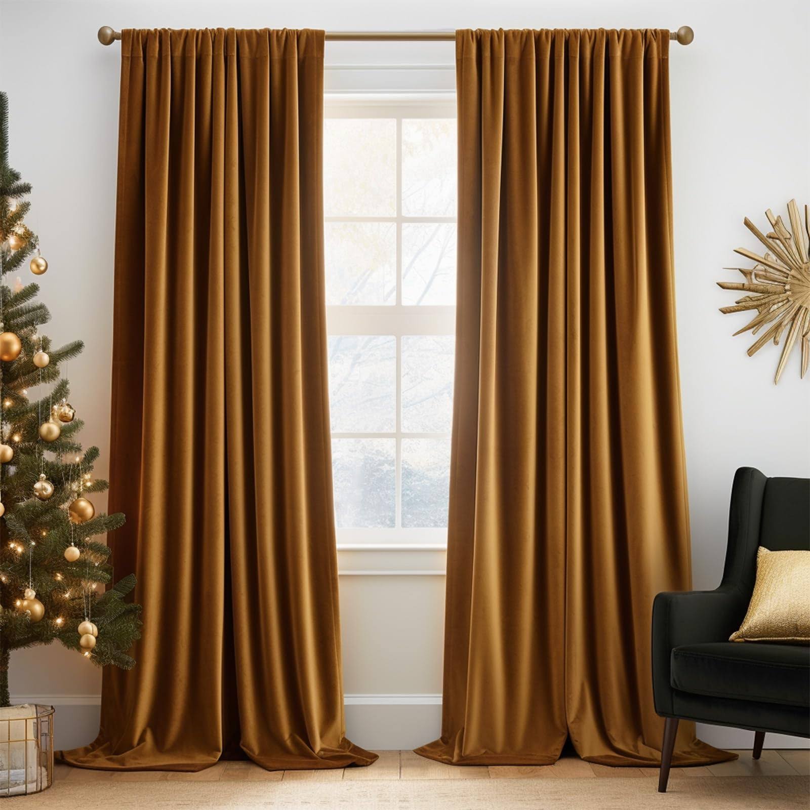 Lazzzy Velvet Blackout Curtains Thermal Insulated Curtains Room Darkening Super Soft Luxury Curtains for - Product image 1